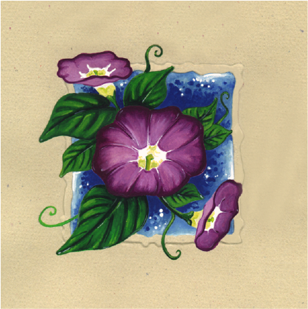 Title: Morning Glory 
Medium: Gouache & Hand Embossed