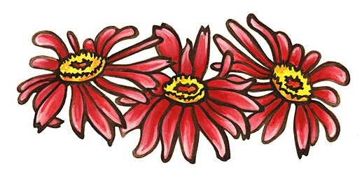 Title: Pink Pink Daisies
Medium: Gouache