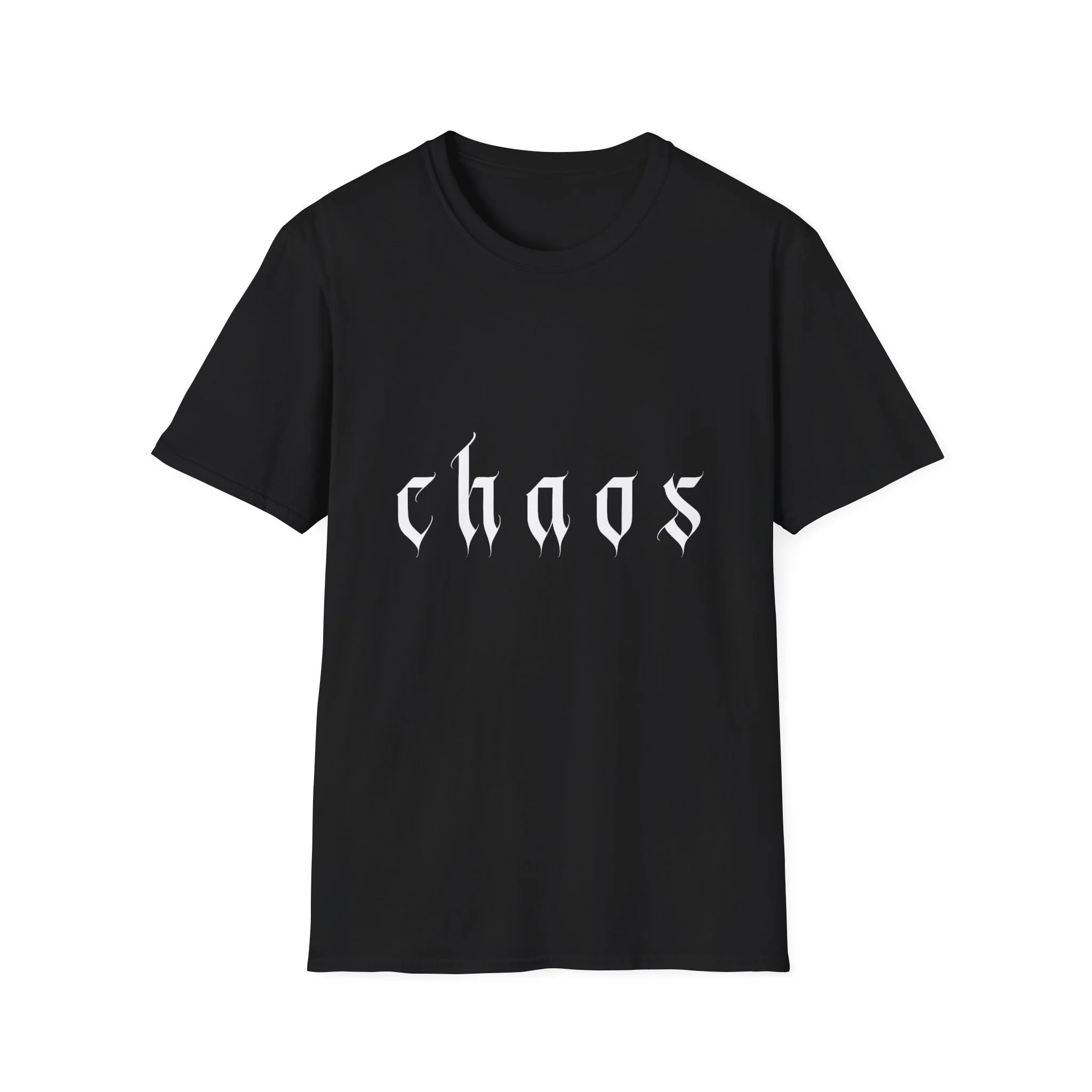 Chaos Gothic font T-Shirt | Black graphic tee, metal band aesthetic, Dark, Gothic, Esoteric Streetwear
