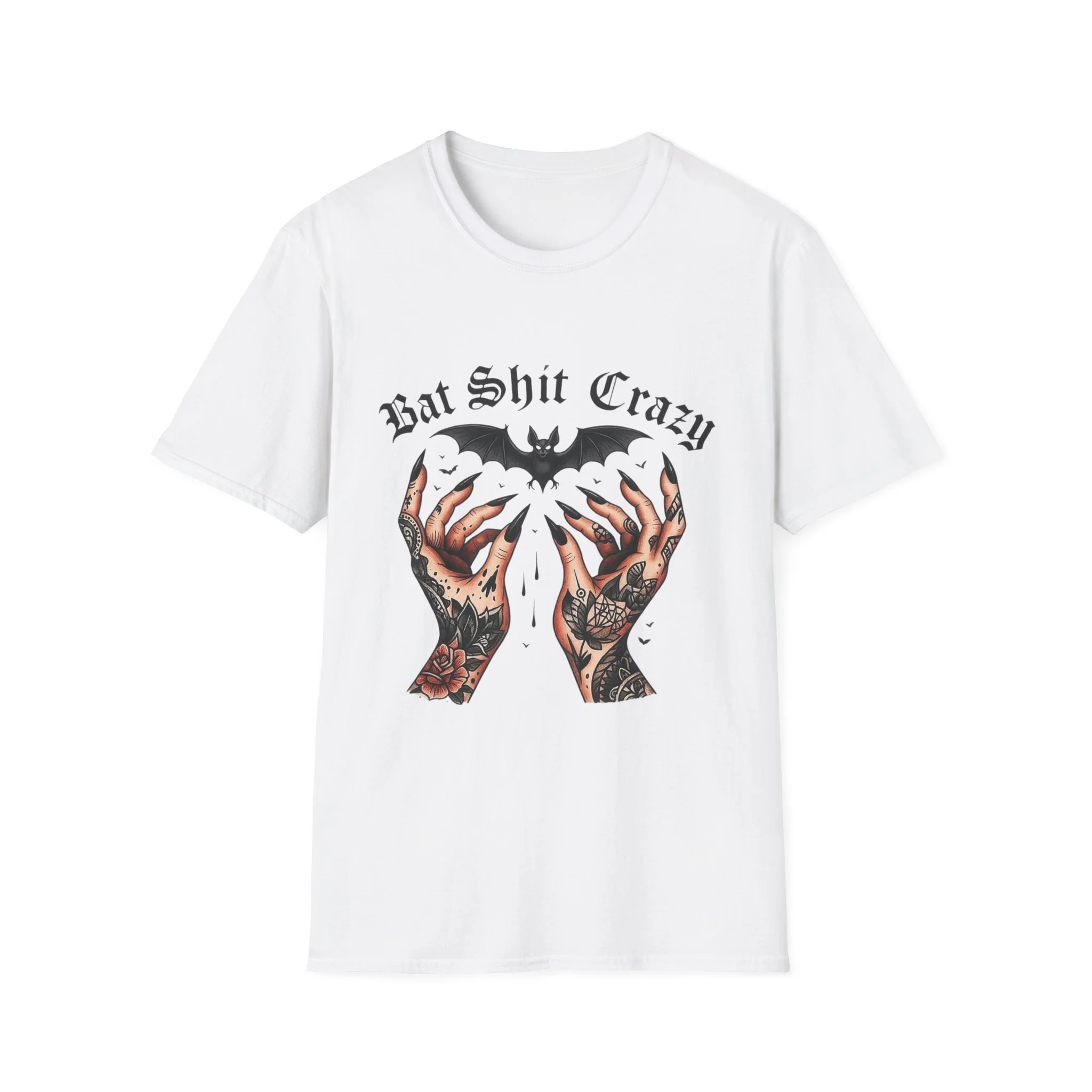 Bat Shit Crazy hands tattoo graphic T-Shirt | gothic bat illustration, Dark, Gothic, Esoteric, Streetwear