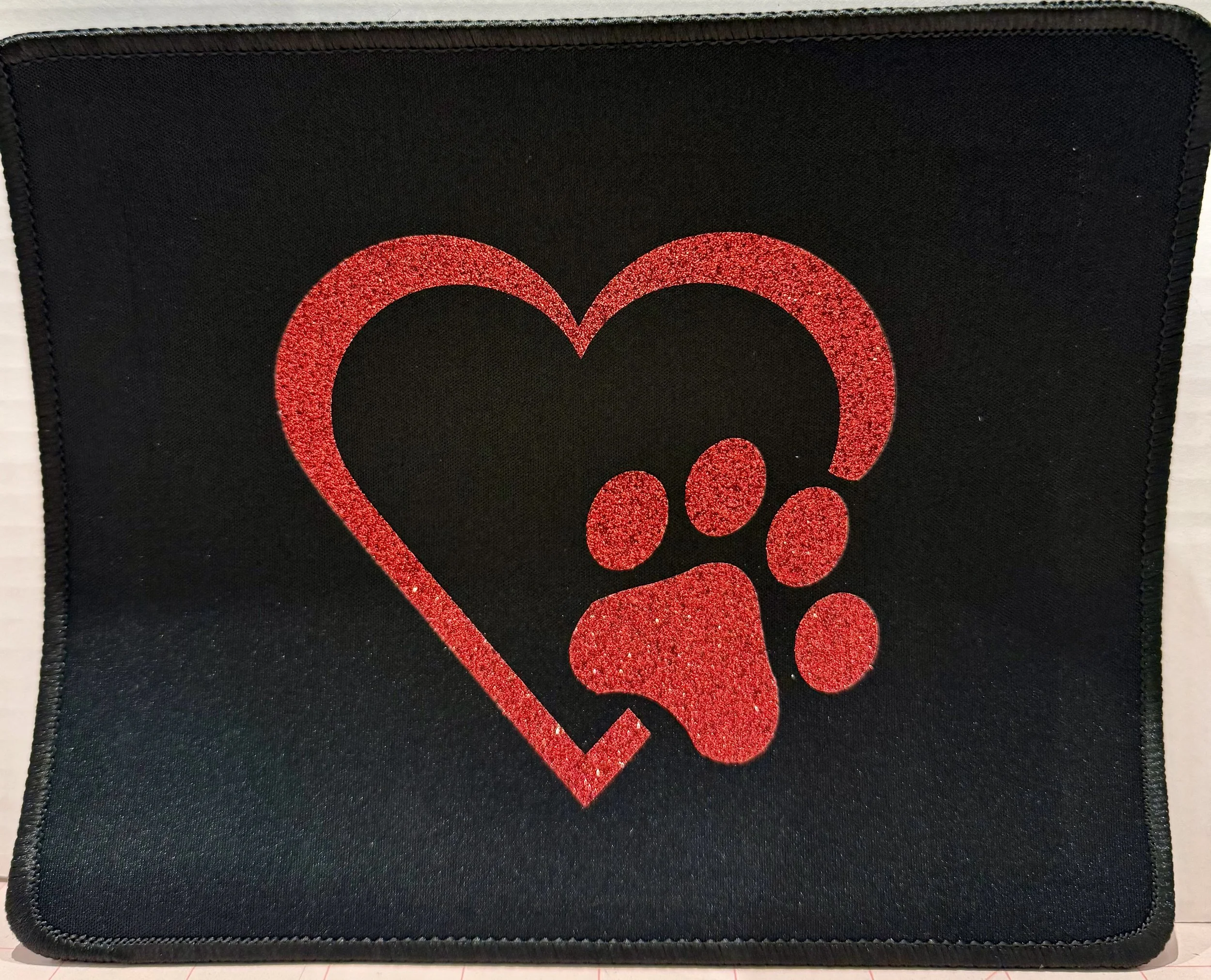 Heart & Paw Glitter Mouse Pad