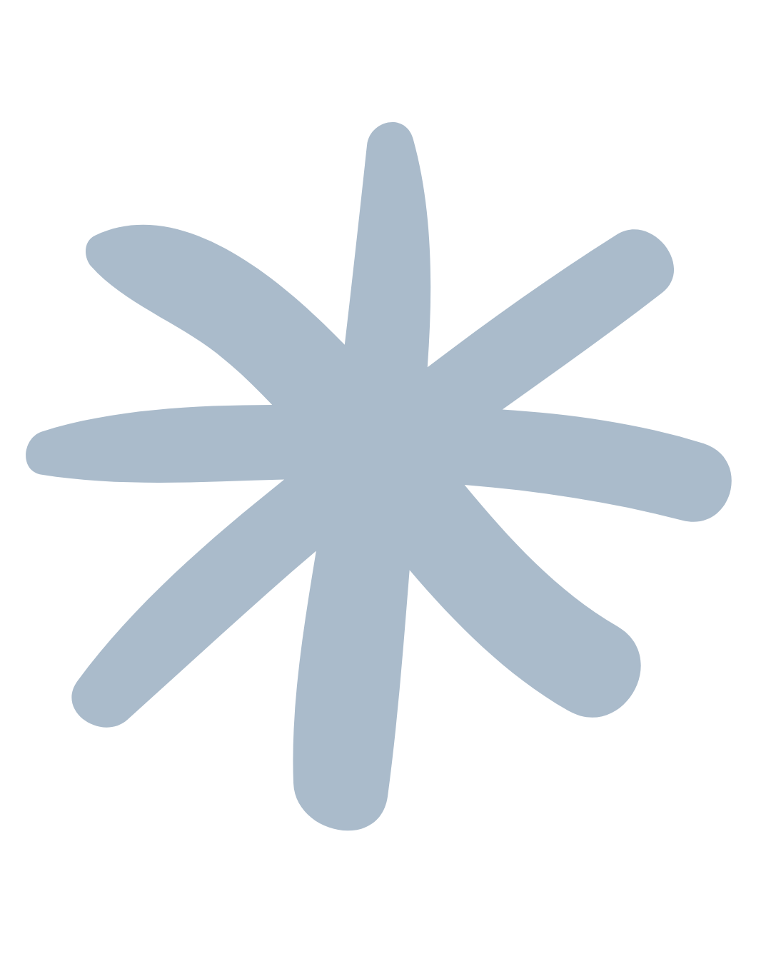 Light blue abstract star-shaped figure with irregular rounded arms on a black background.