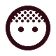 Smiley face icon with a wide, open-mouth smile and two eyes