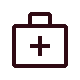 A medical first aid kit with a red cross symbol.