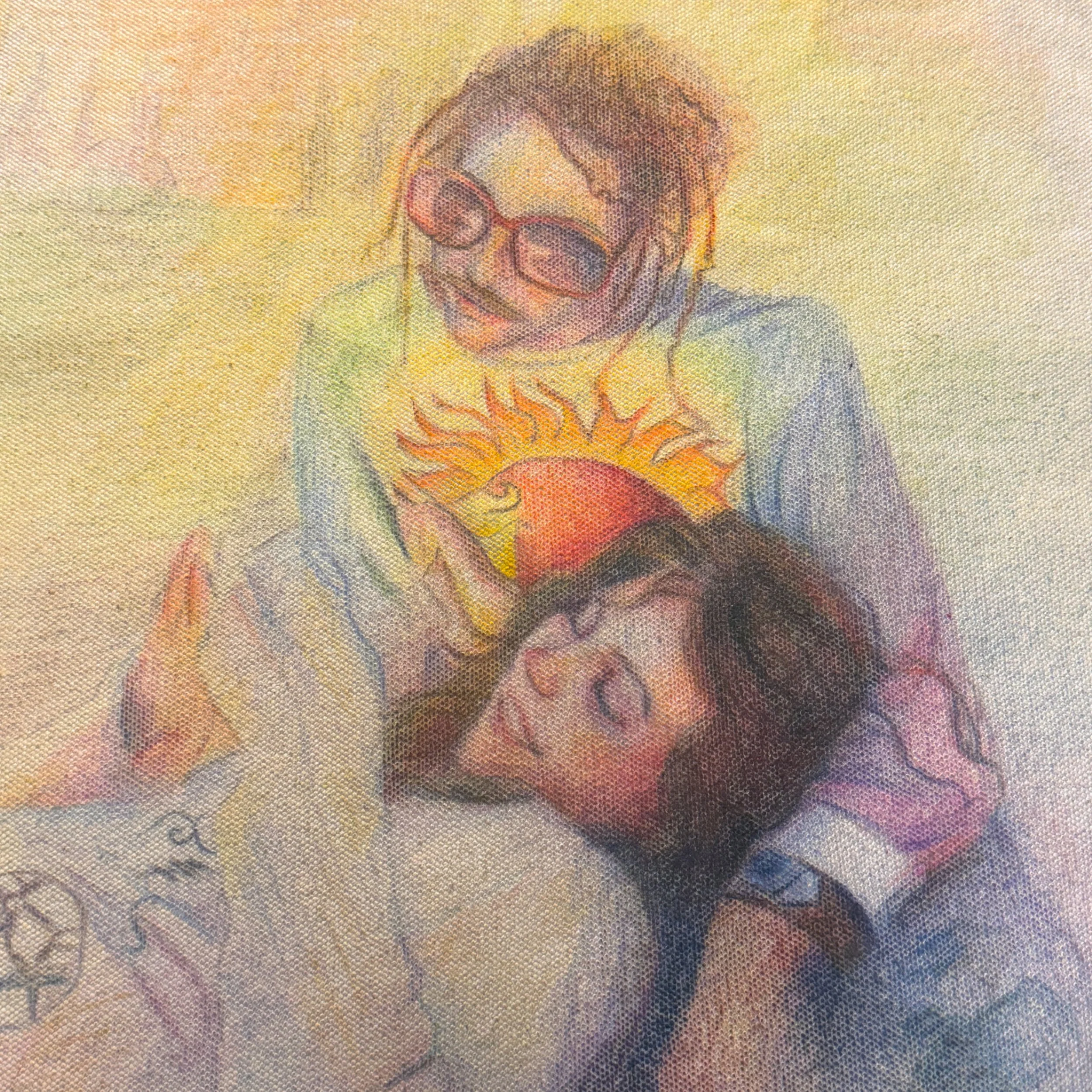 "Noah and Bella"
Colored pencil on cotton scrap