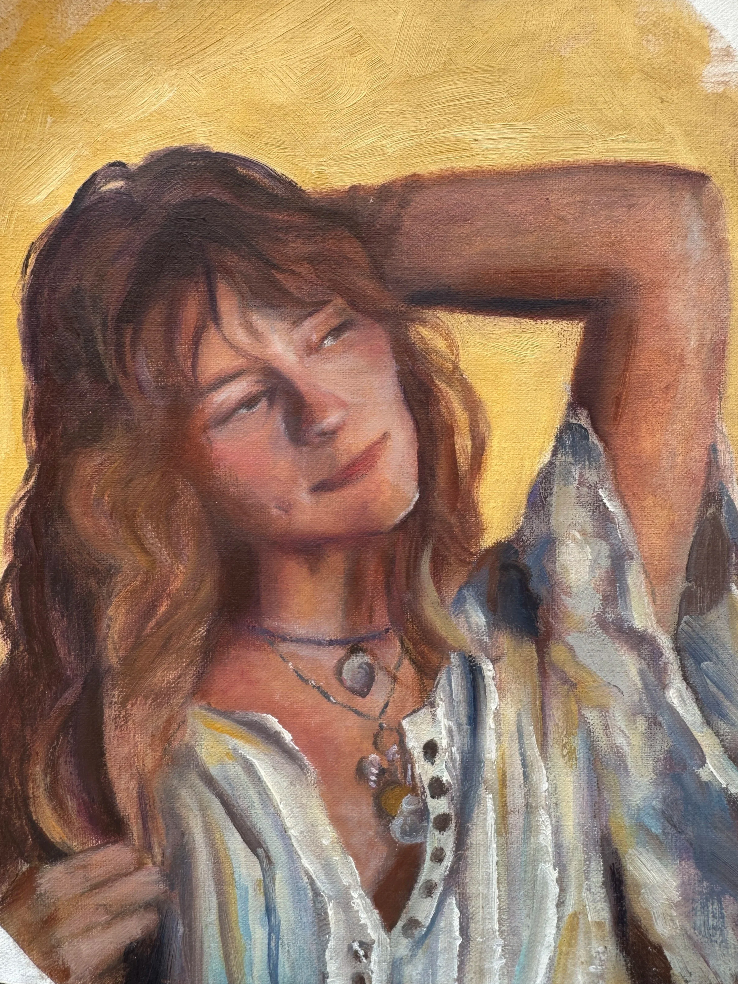 "Self portrait study"
Oil on linen scrap, 8x10