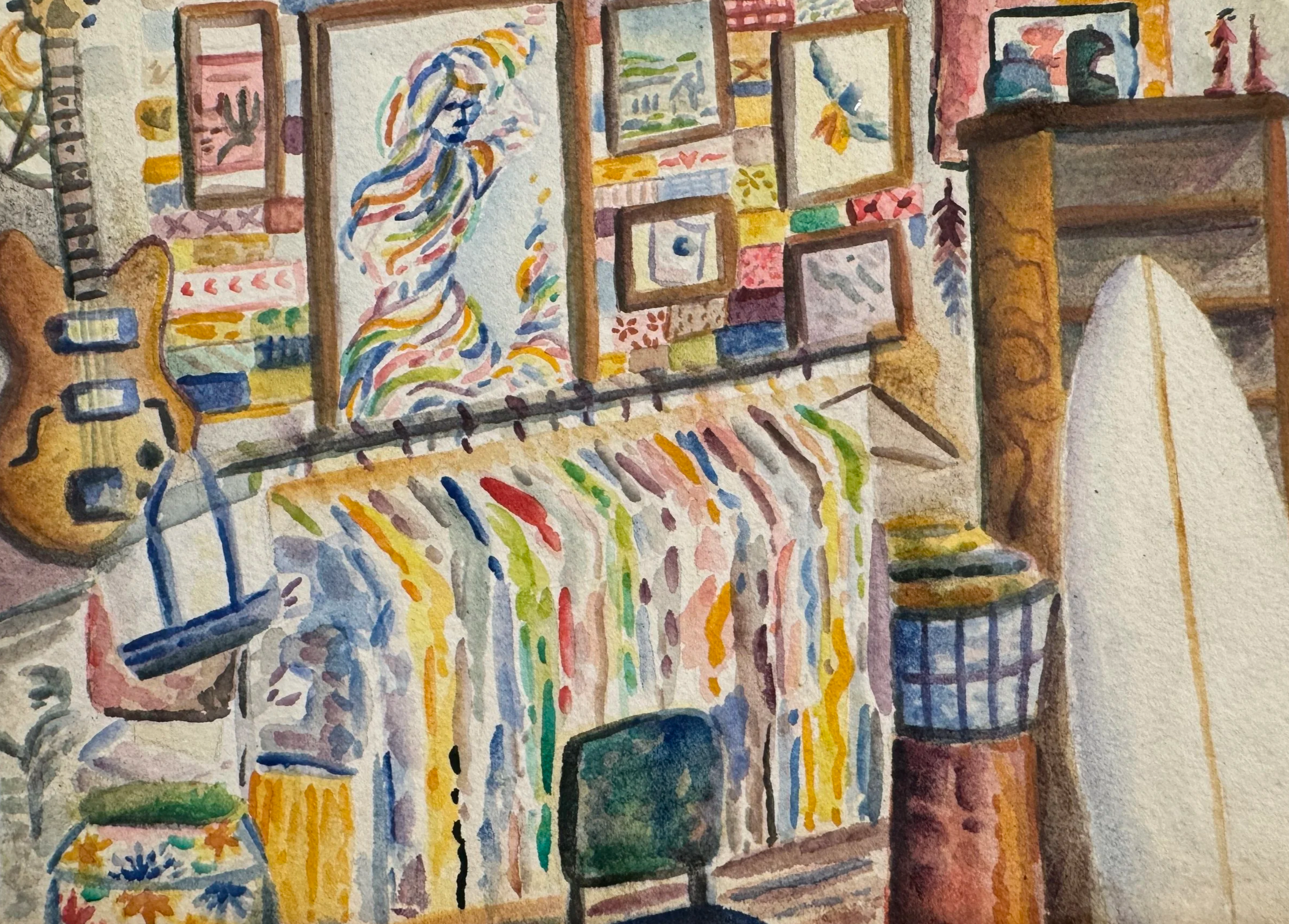 "Man in a Shed" 
Watercolor on watercolor paper, 6x8