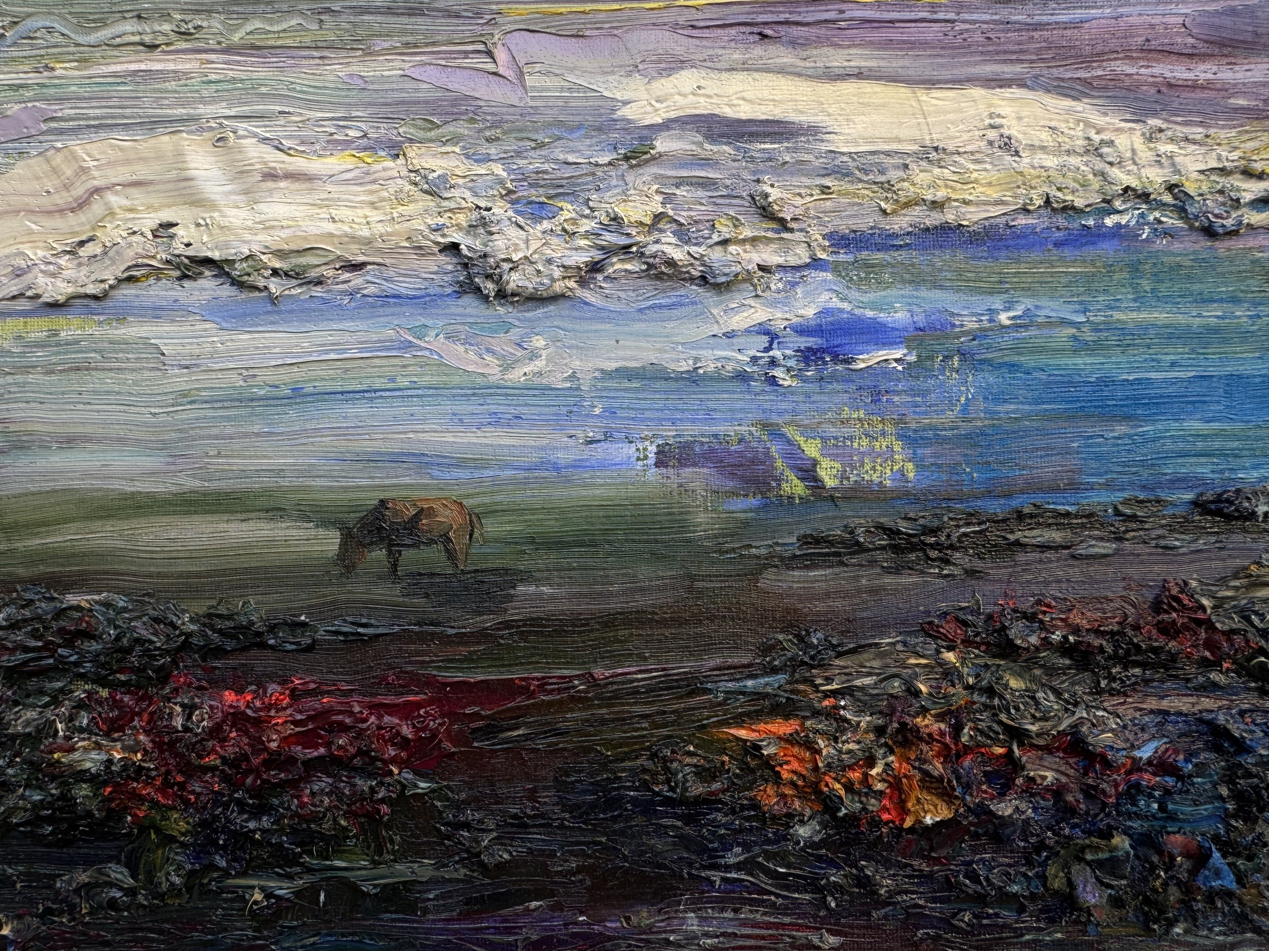 "Lonesome Cow" 
oil on canvas board, 9x12