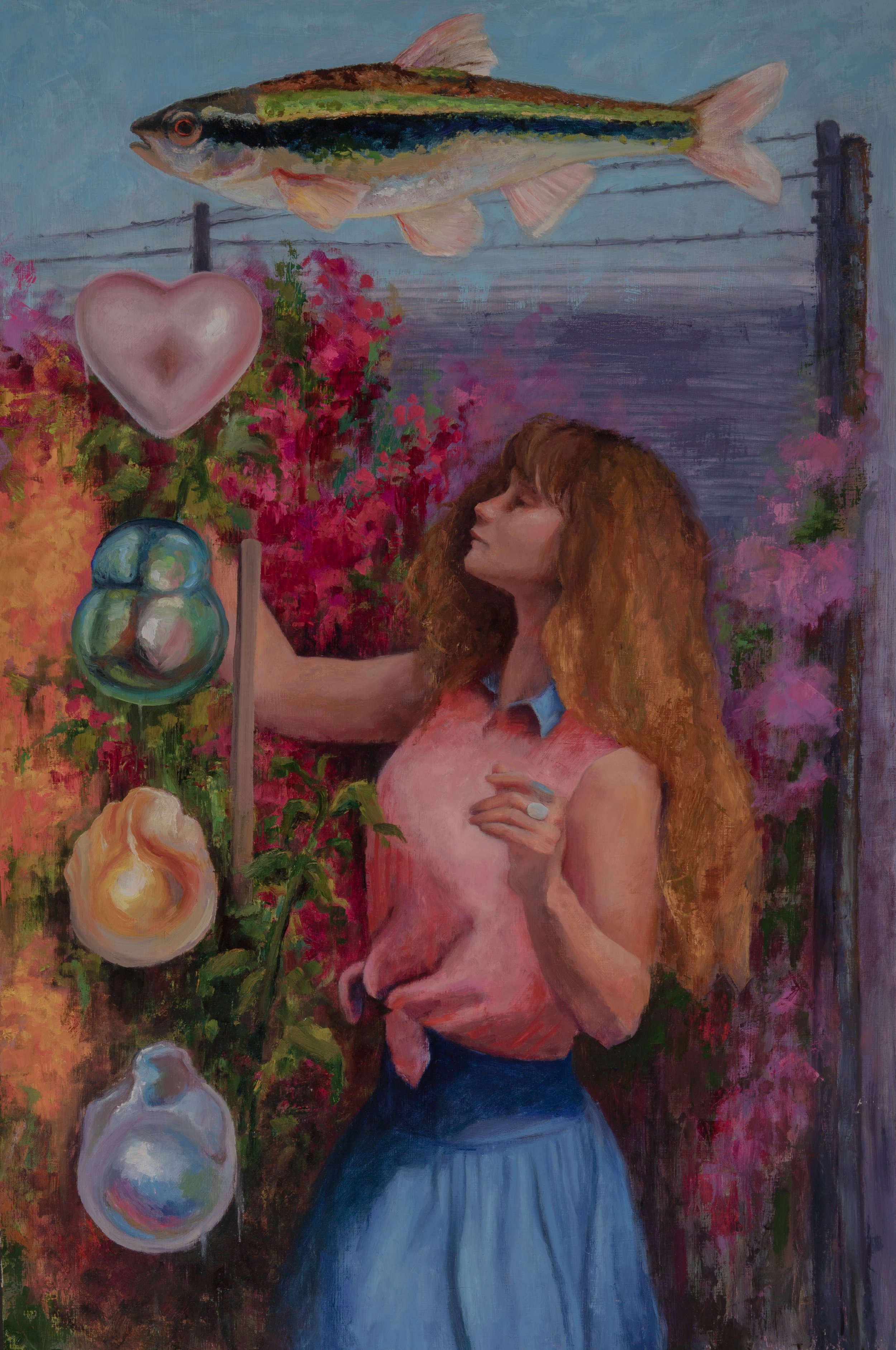 "Bella's String of Pearls" 
Oil on wood panel, 24x36