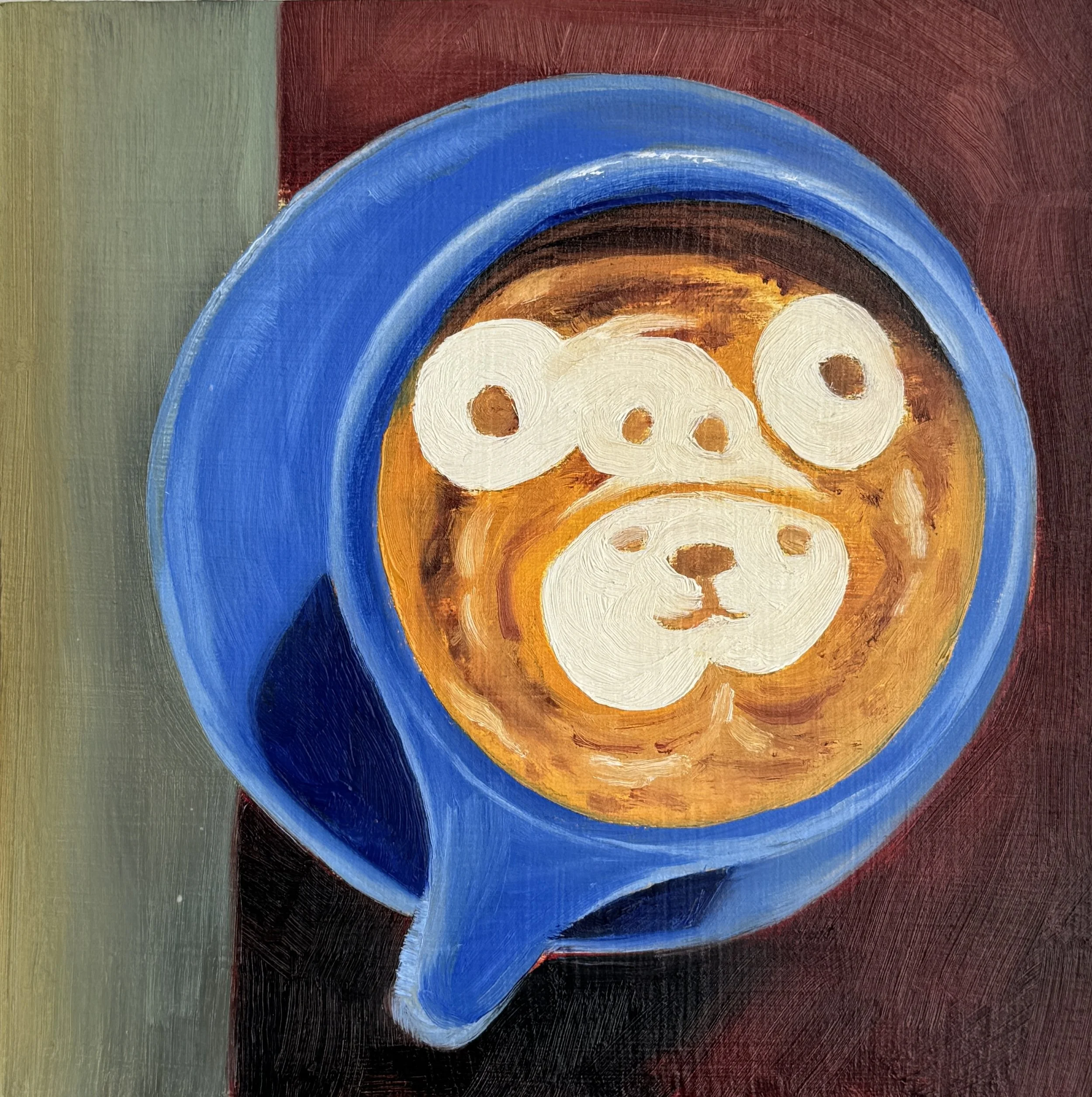 "Bella Bear Capp"
Oil on panel, 6x6