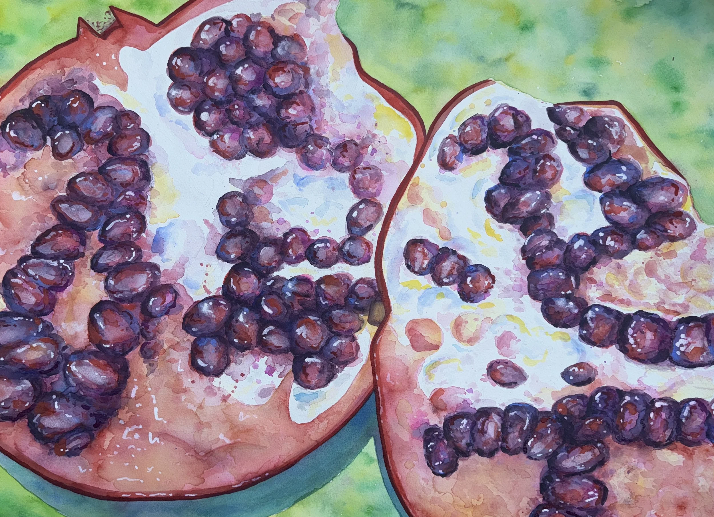 "Pomegranates" 
Watercolor on watercolor paper, 22x30