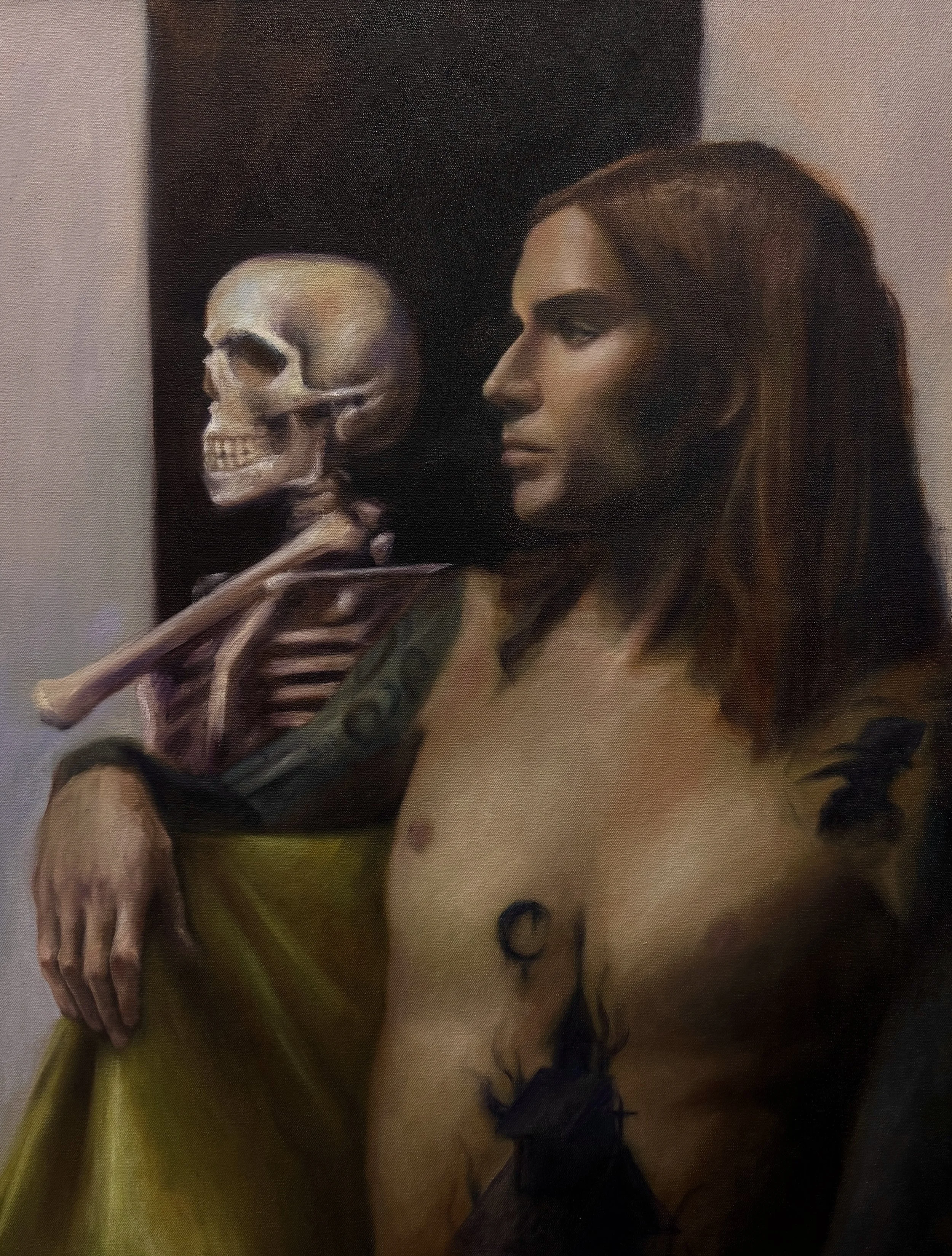 "Kyle's Skull"
Oil on cotton, 24x32
(from life)