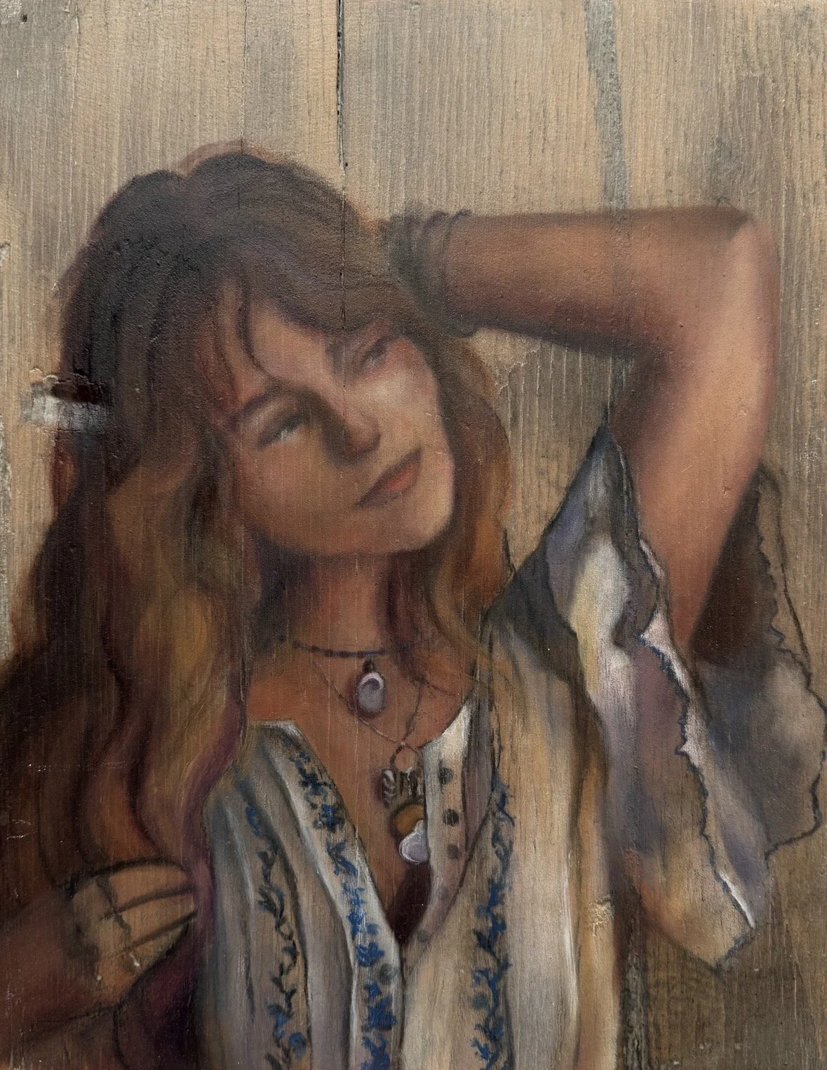 "Self Portrait no.2" 
Oil on wood scrap, 11x14