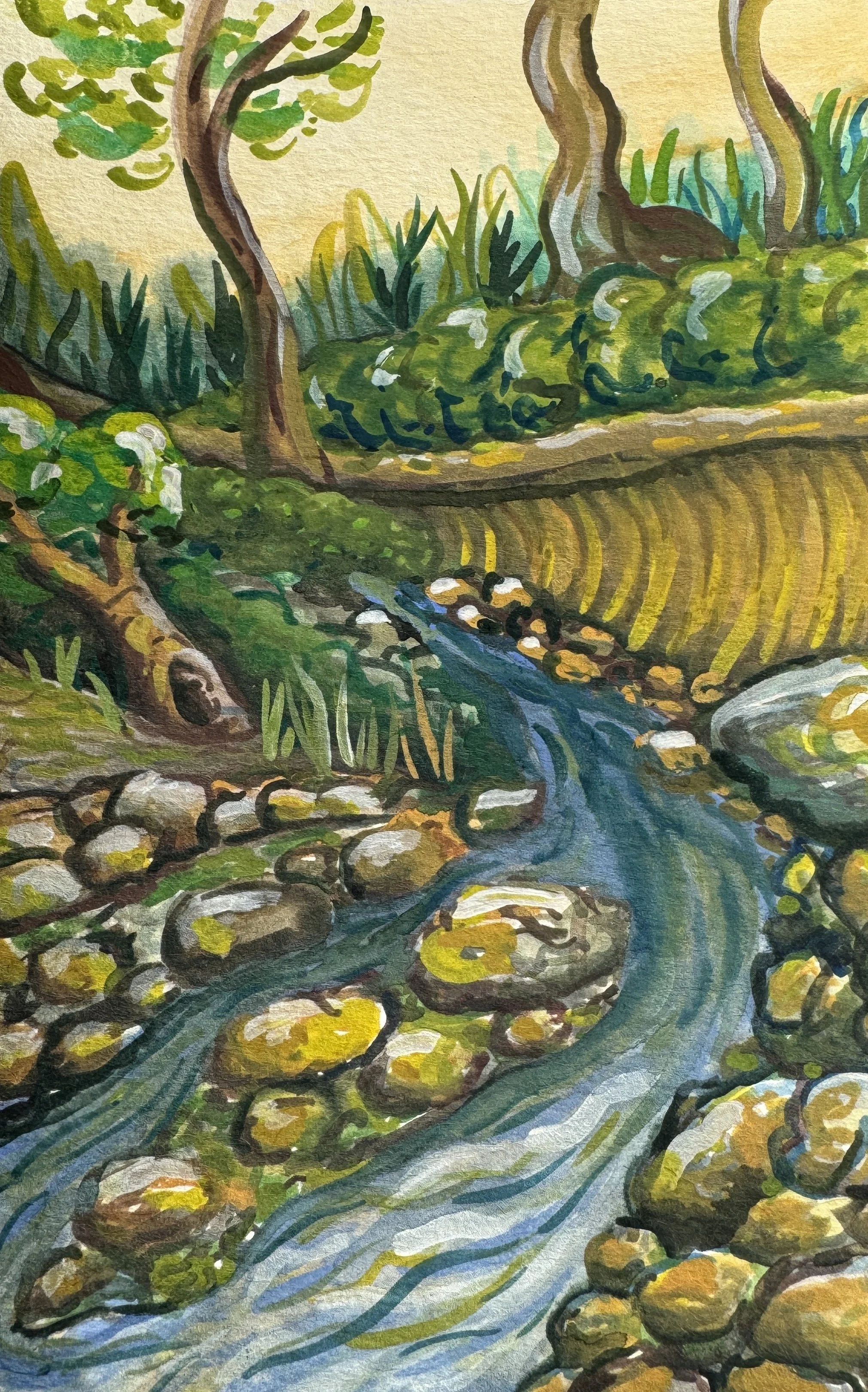 "Big River"
Watercolor and ink on watercolor paper, 9x6