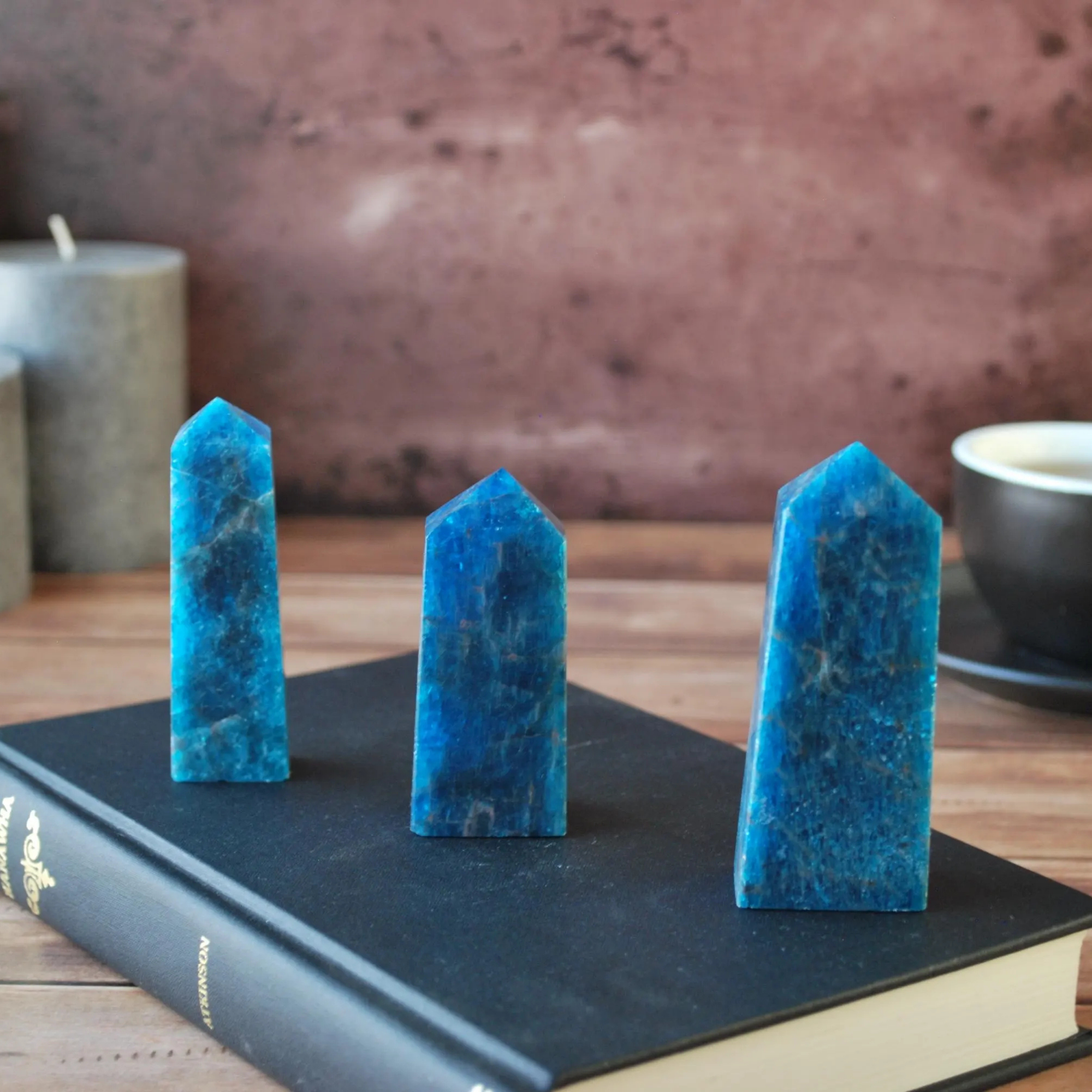Blue Apatite Towers – Deep Ocean Energy Crystal Points