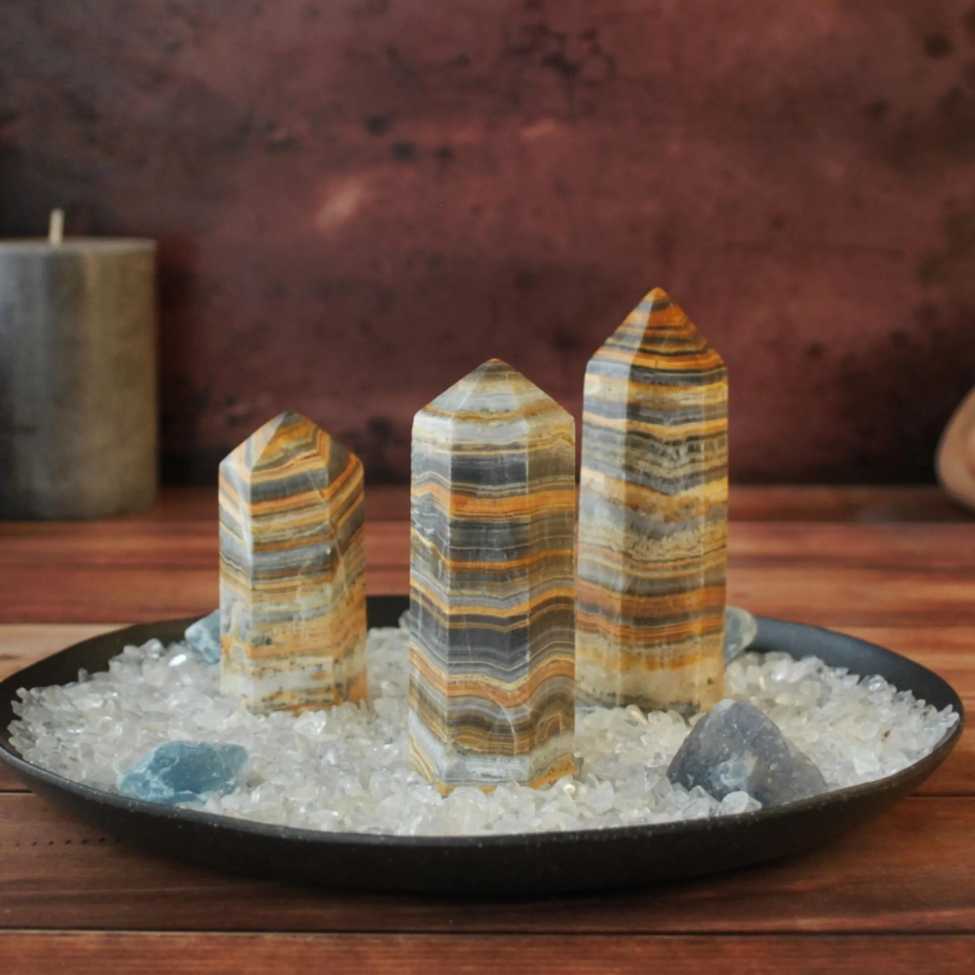 Golden Zebra Calcite Tower