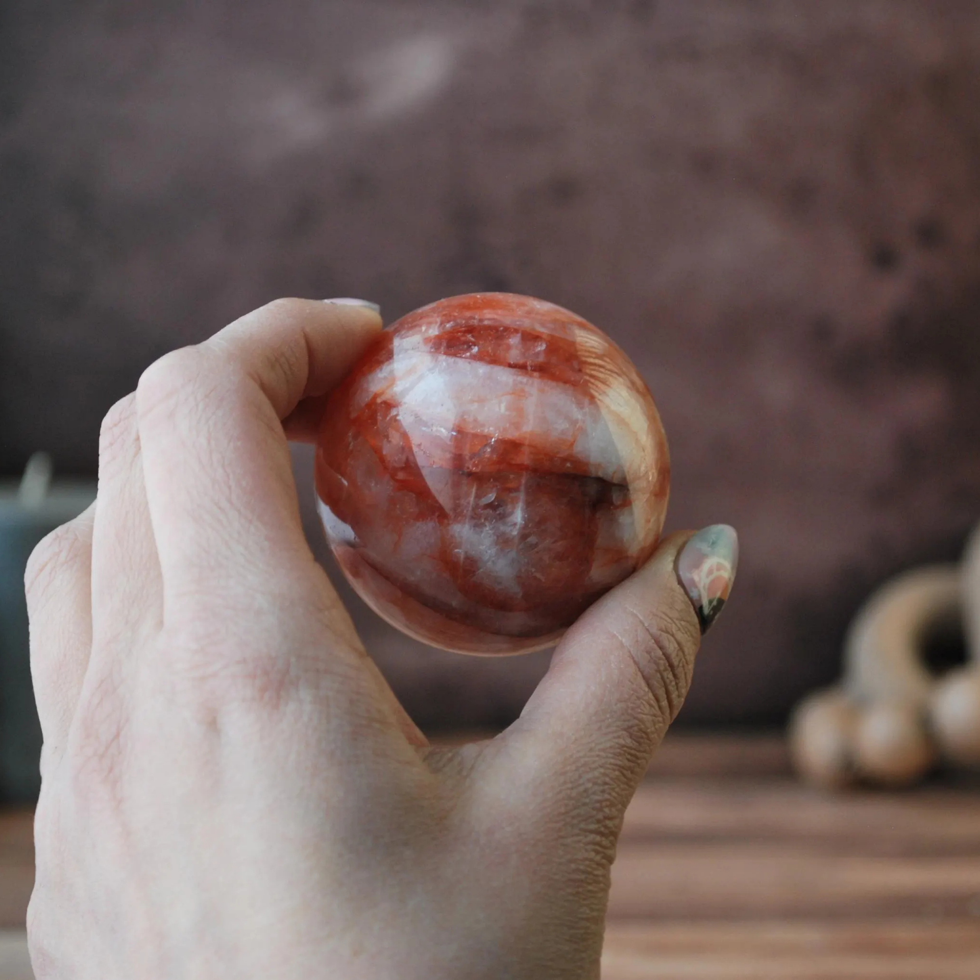 Fiery Flash Fire Quartz Sphere – Hematoid Quartz Crystal Ball