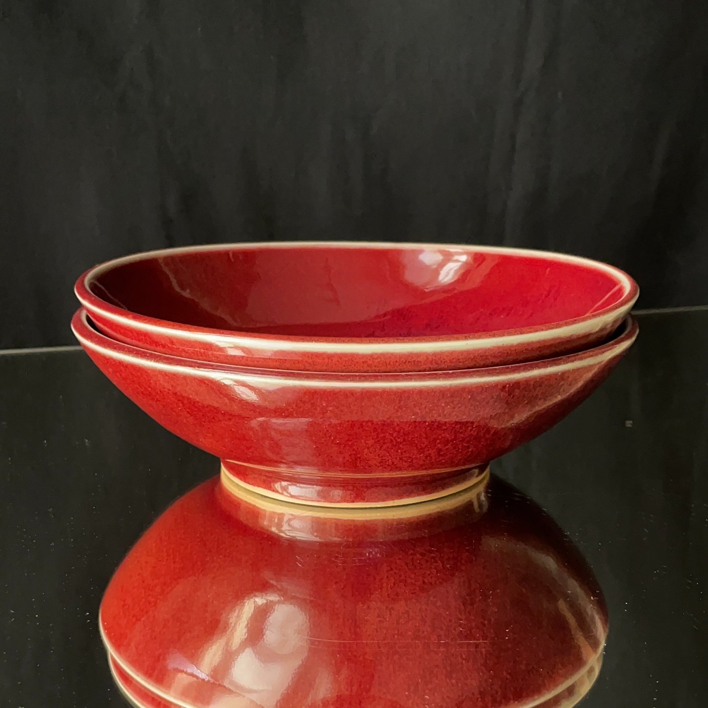 LOW BOWL PAIR IN COPPER RED