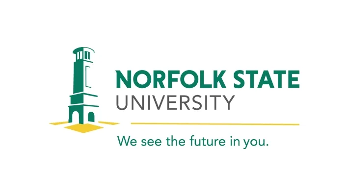 Logo of Norfolk State University with a lighthouse graphic, the text 'NORFOLK STATE UNIVERSITY,' and the slogan 'We see the future in you.'