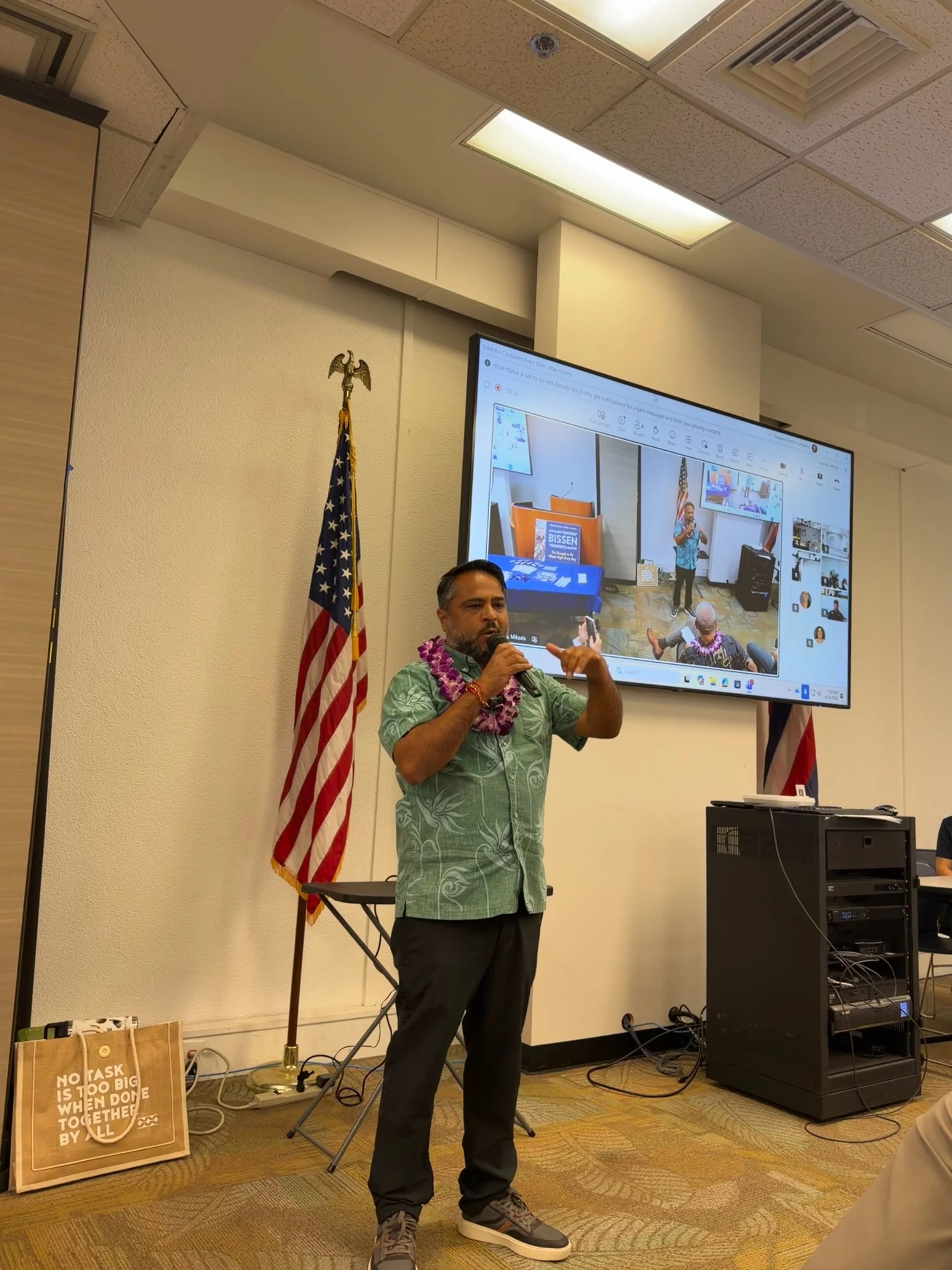 Mahalo to @hawaiianelectric for hosting this morning&rsquo;s Meet the Candidates gathering and the important conversation about Maui&rsquo;s energy future.

Mahalo also to the men and women who keep our lights on, especially during hazardous weather.