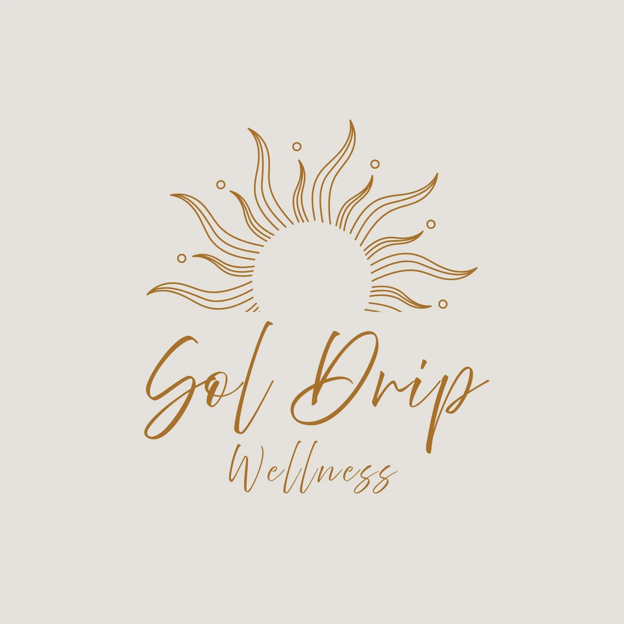 Decorative graphic with sunburst design and cursive text that reads 'Go for it' and 'Wellness'.