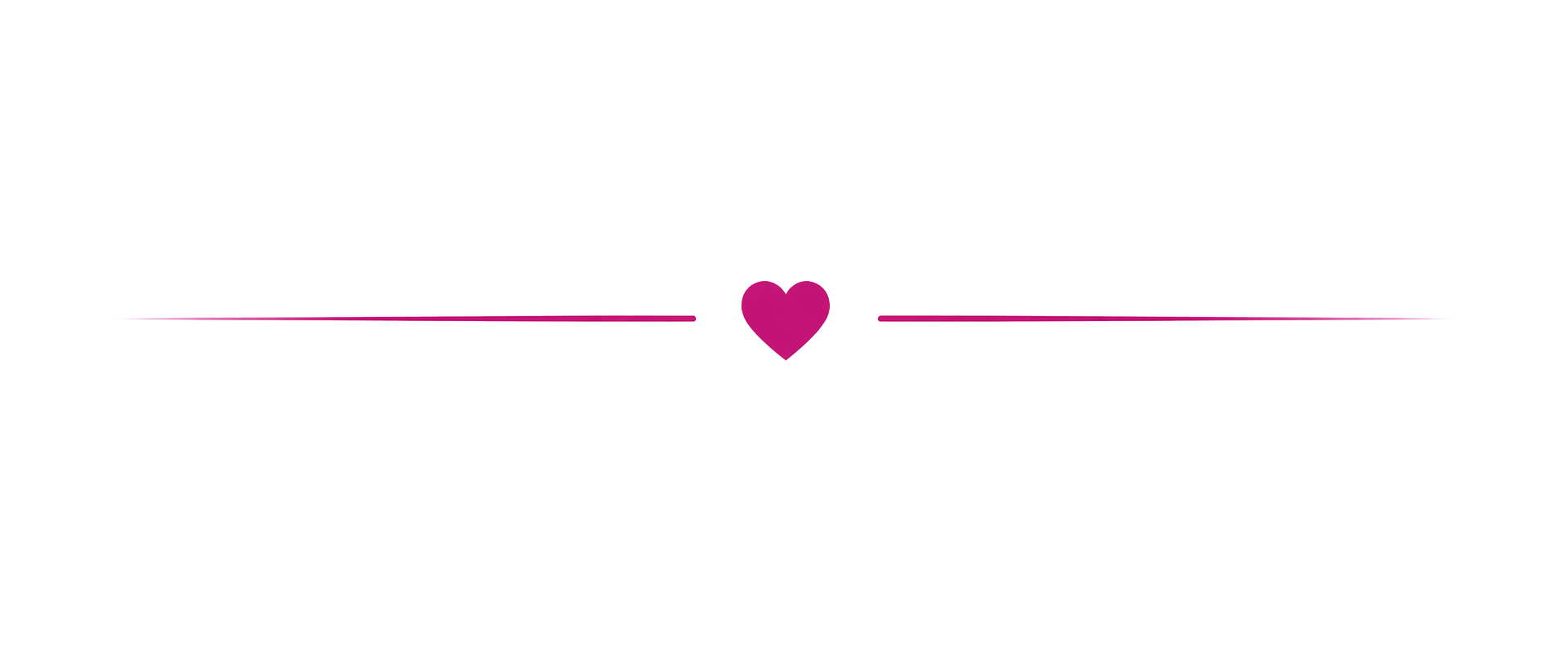 A pink heart icon in the center with a horizontal pink progress bar extending from each side. The progress bars are thin and gradient, with the left side starting darker and fading, and the right side fading to lighter.