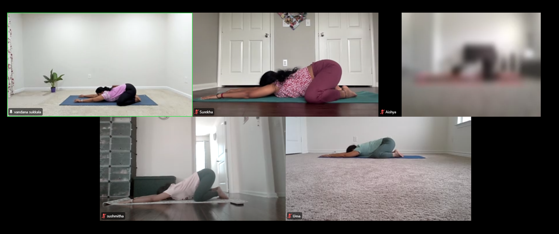 Vandana online yoga class practcing veerasana