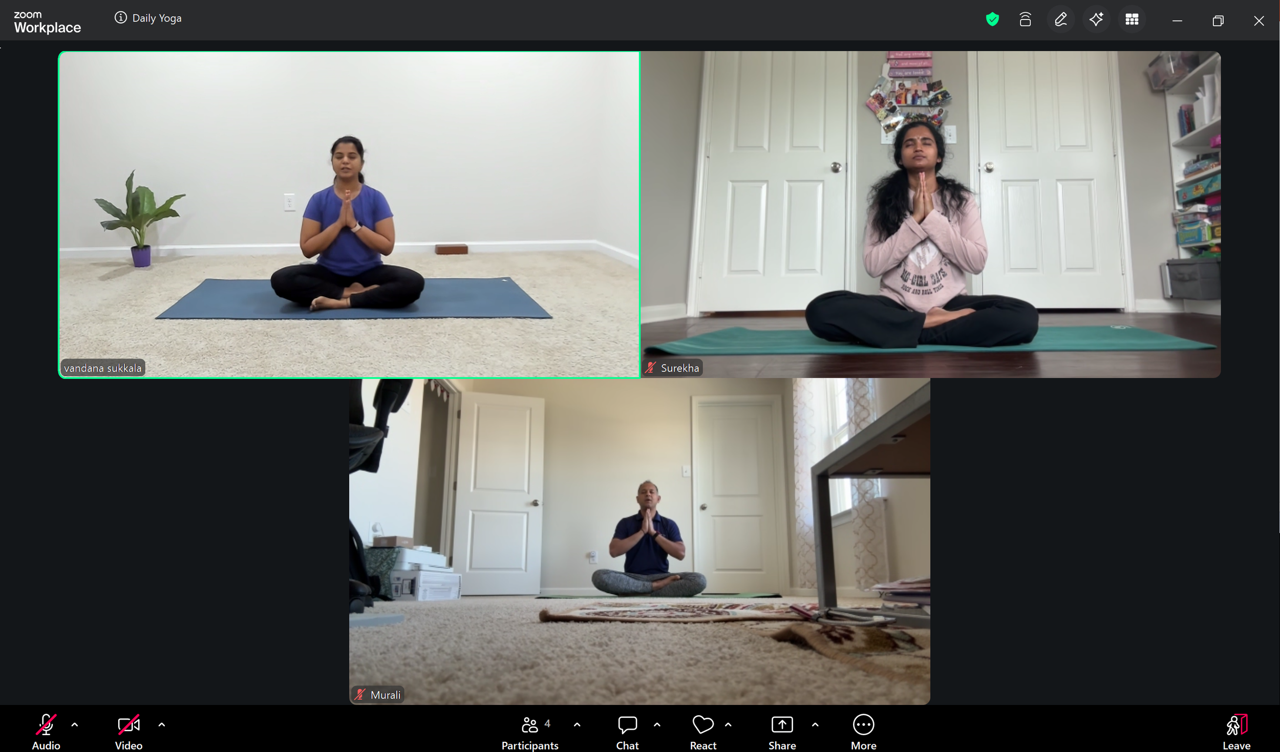 Slow N Steady Yoga participants starting the class with prayer
