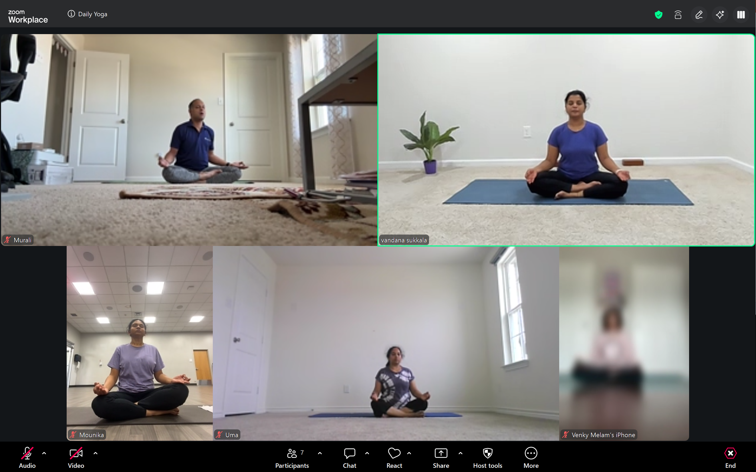 Members meditating in Slow N Steady Yoga class