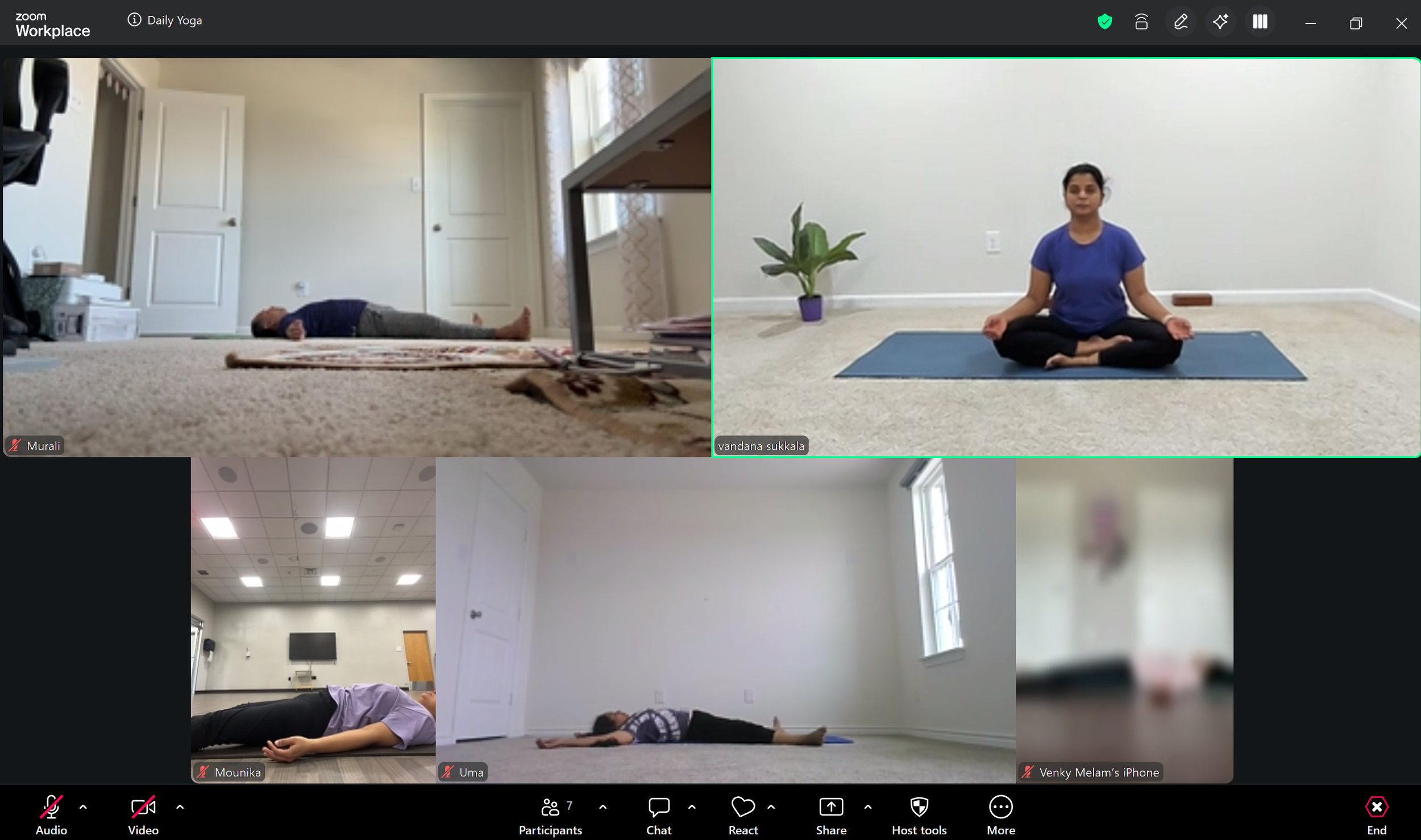 Vandana guiding participants with Savasana relaxation in Slow N Steady Yoga class