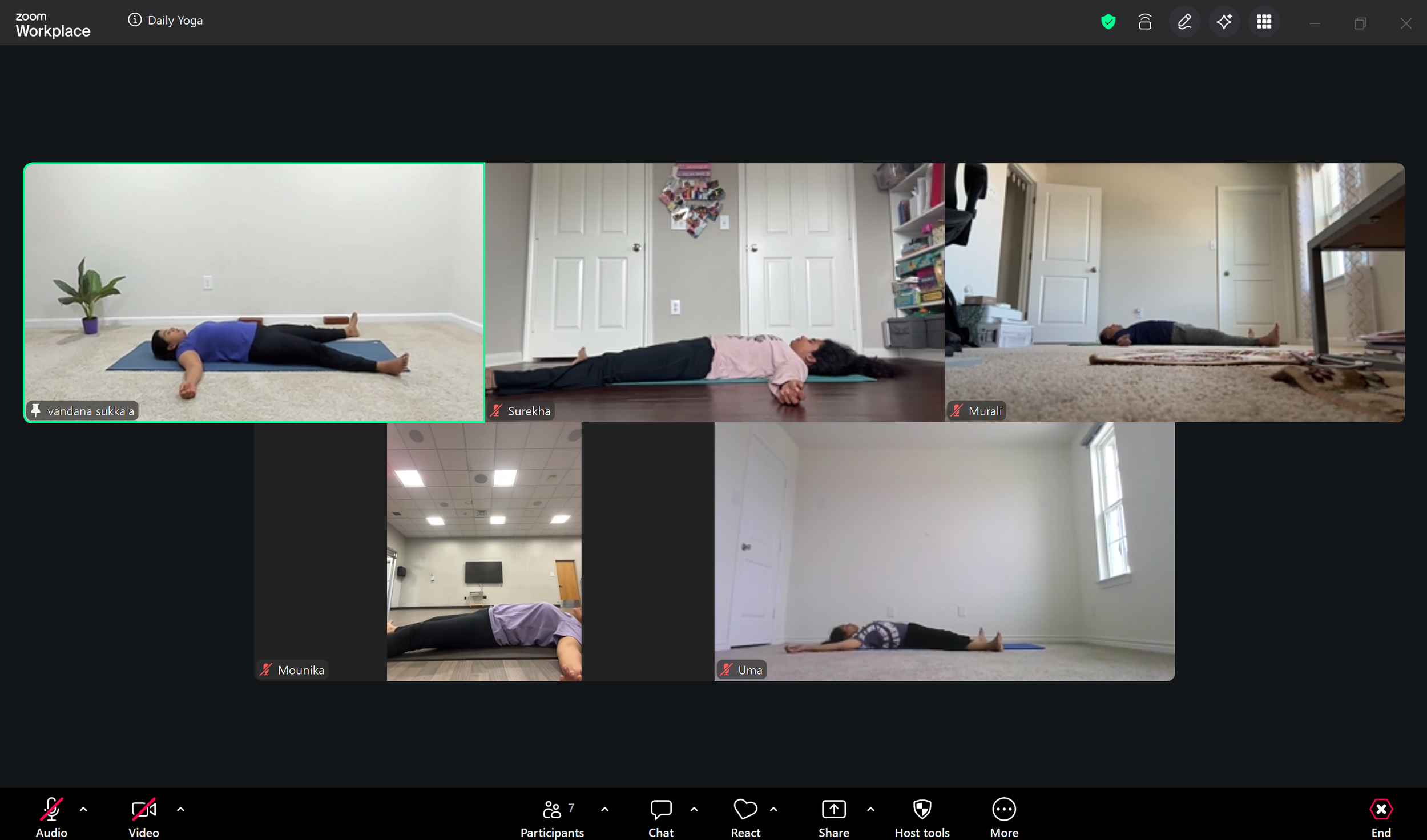 Students in relaxation at Slow N Steady Yoga online class