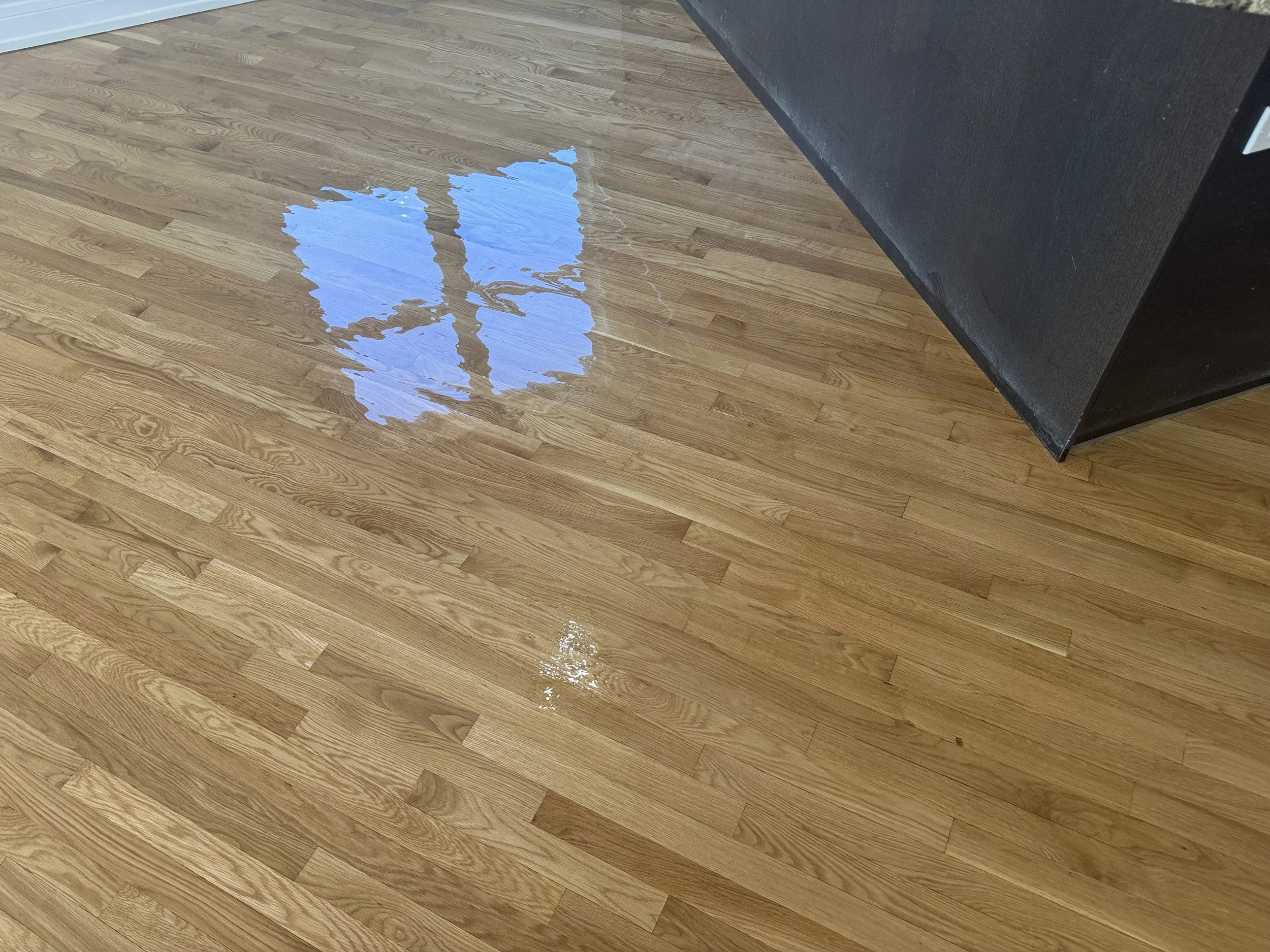 Refinished hardwood floor with renewed natural grain and durable protective finish in a Plainfield home