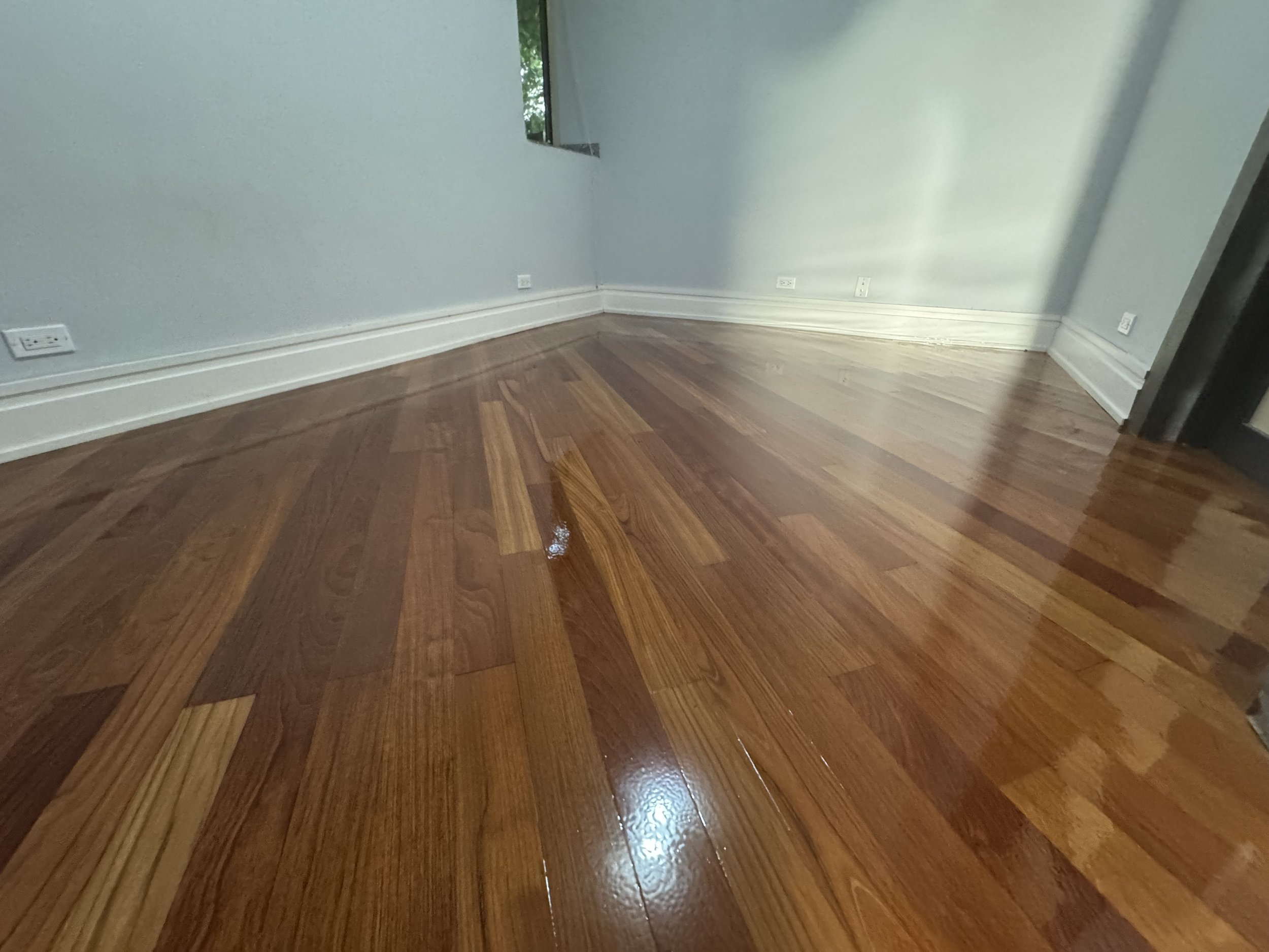 Hardwood flooring restored with a refreshed stain color and durable protective finish