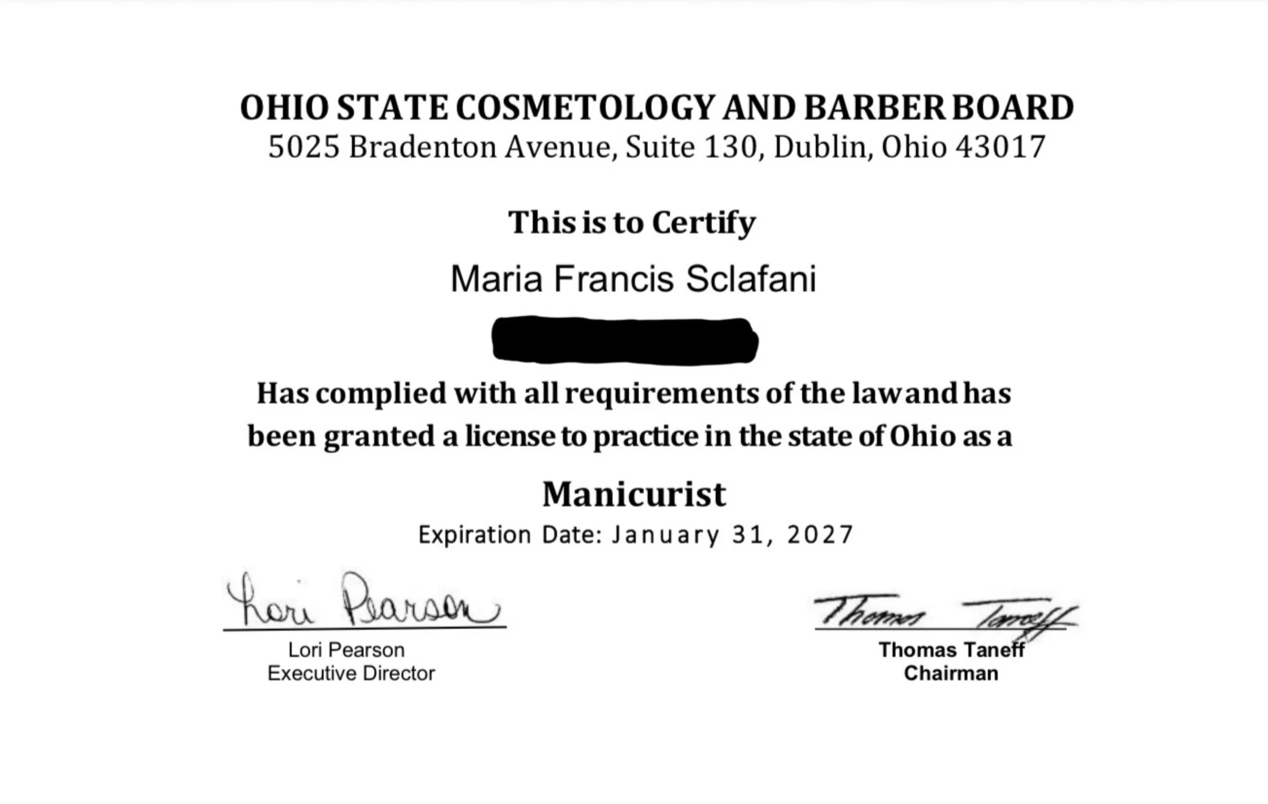 Manicurist license