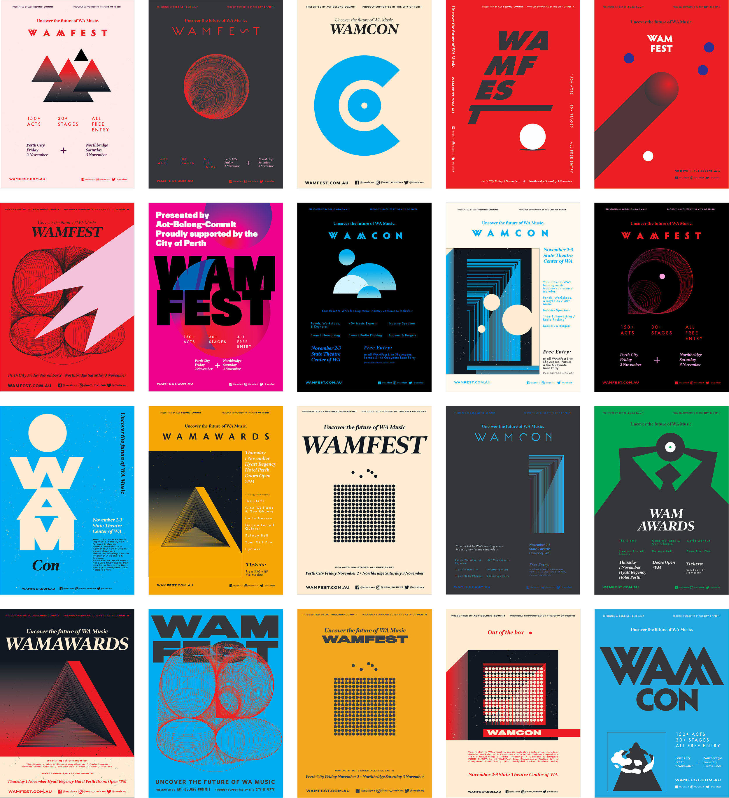 Just a small selection from dozens of ideated poster concepts I produced.