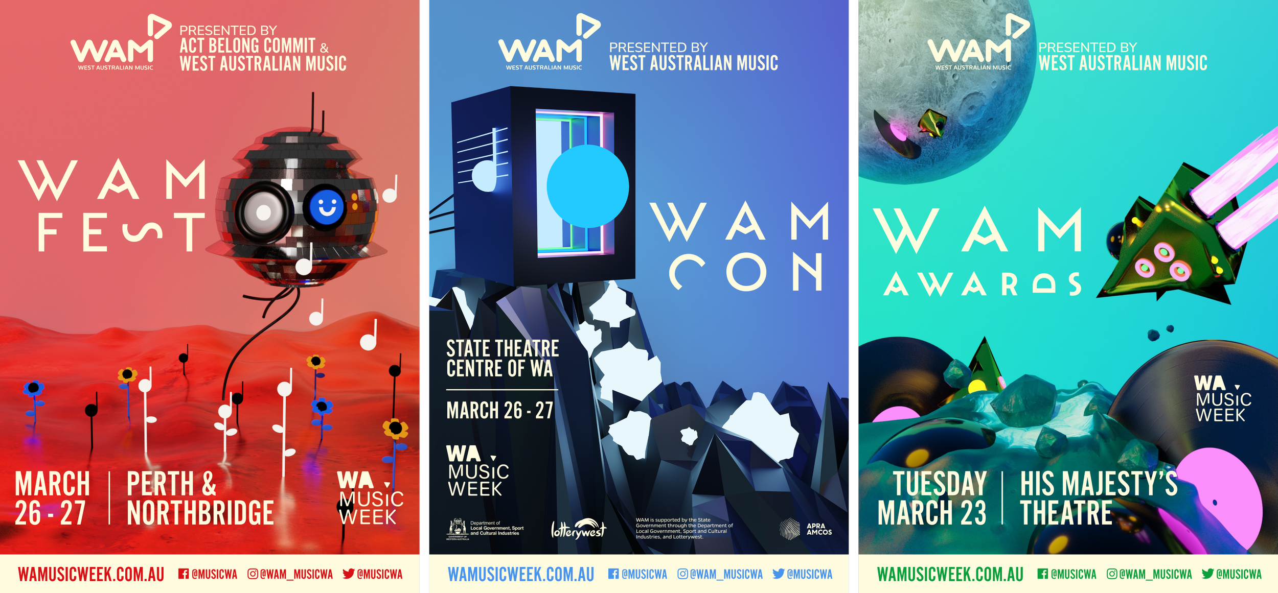 While I explored graphic concepts expanding on the idea of shapes that I had established in the previous year, ultimately I went one step further and the final artwork featured 3D illustrations.