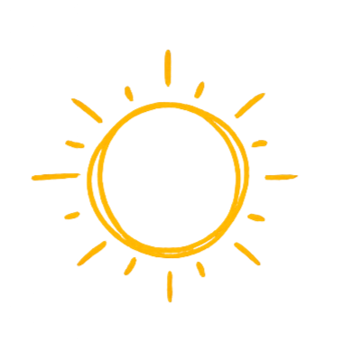 A yellow, stylized sun with rays radiating outward on a black background.