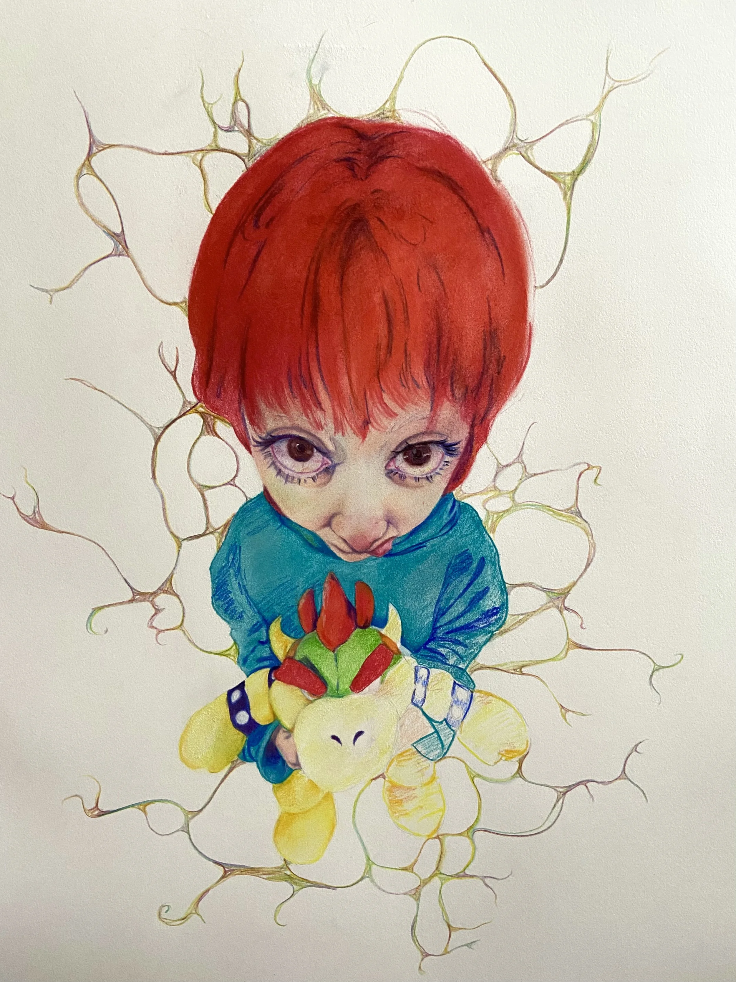 No I'm Baby, 2023, 15x21, color pastels, printmaking paper