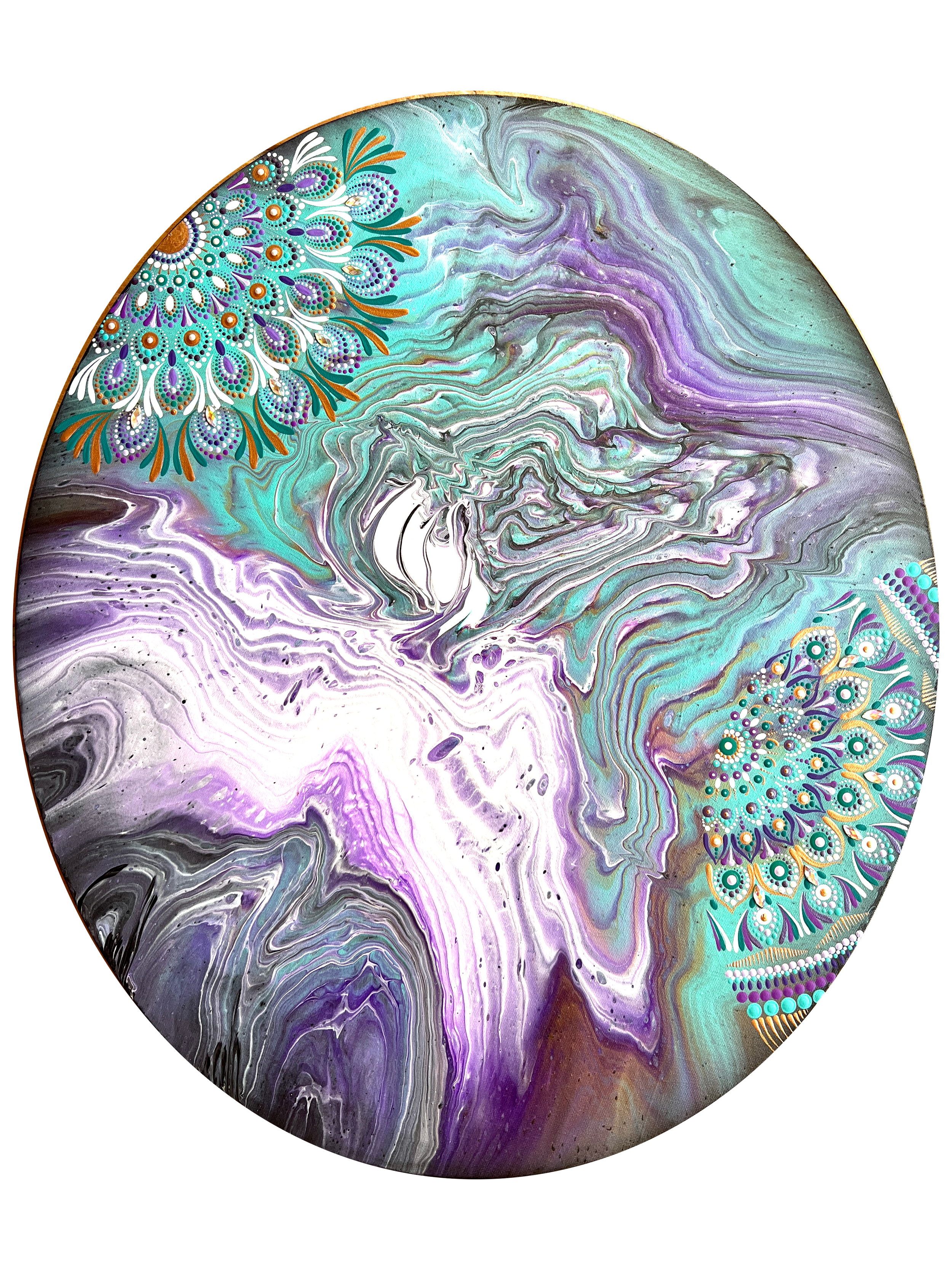 Acryl Pouring mit Punktmalerei 60x70 cm Nummer 2320