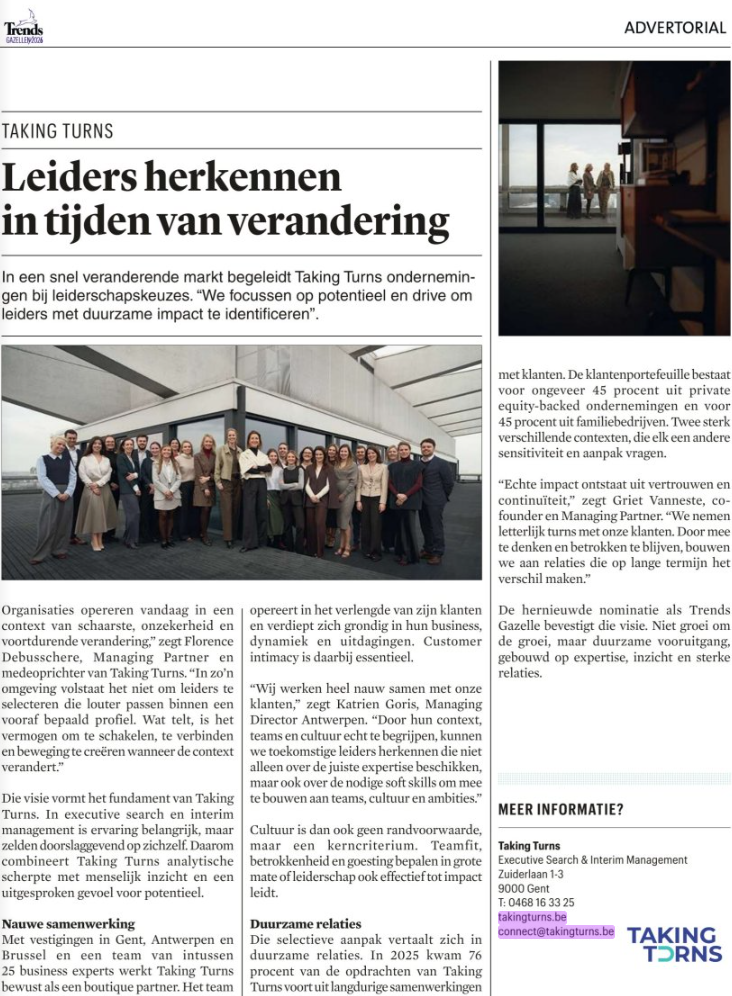 Taking Turns in de pers: Leiders herkennen in tijden van verandering