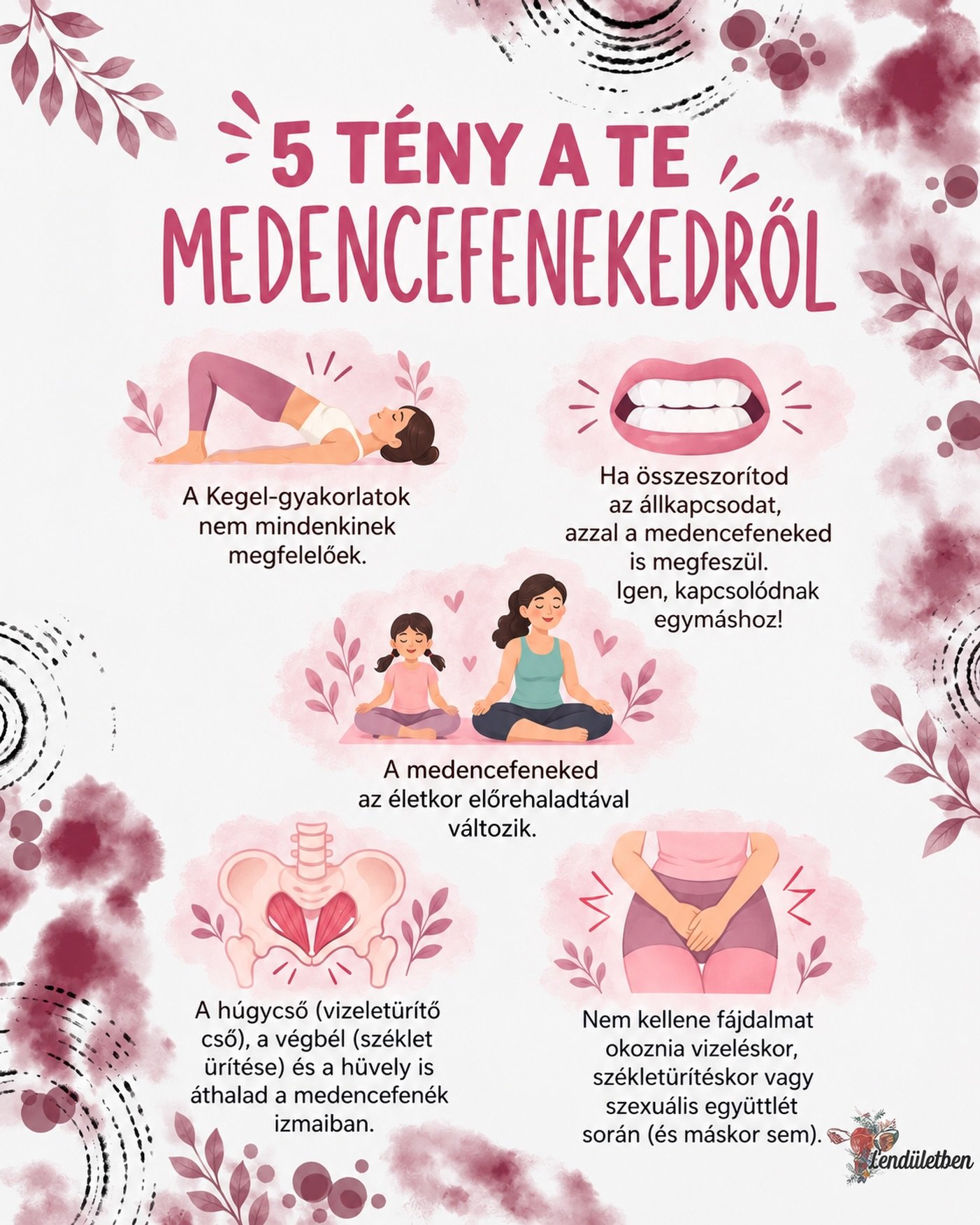 Nők&eacute;nt hajlamosak vagyunk megfeledkezni a medencefenek&uuml;nkről pedig borzaszt&oacute;an fontos.
A medencefen&eacute;k eg&eacute;szs&eacute;ge az&eacute;rt fontos, mert ezek az izmok alapvető szerepet j&aacute;tszanak a vizelet- &eacute;s sz