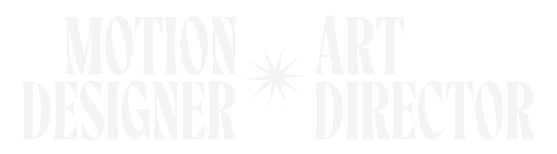 Text reading 'Motion Art Designer Director' with a starburst graphic in the center.