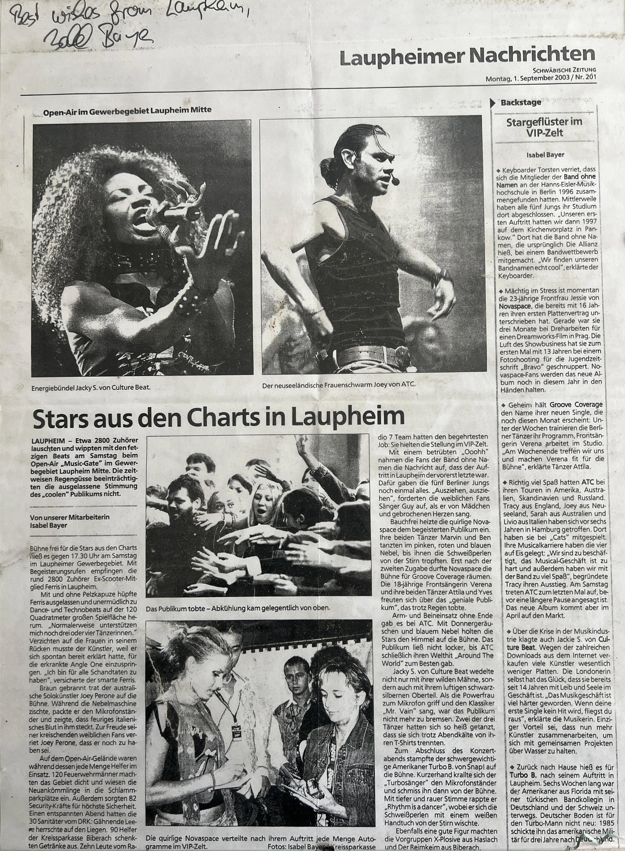Jackie Sangster news paper articles.