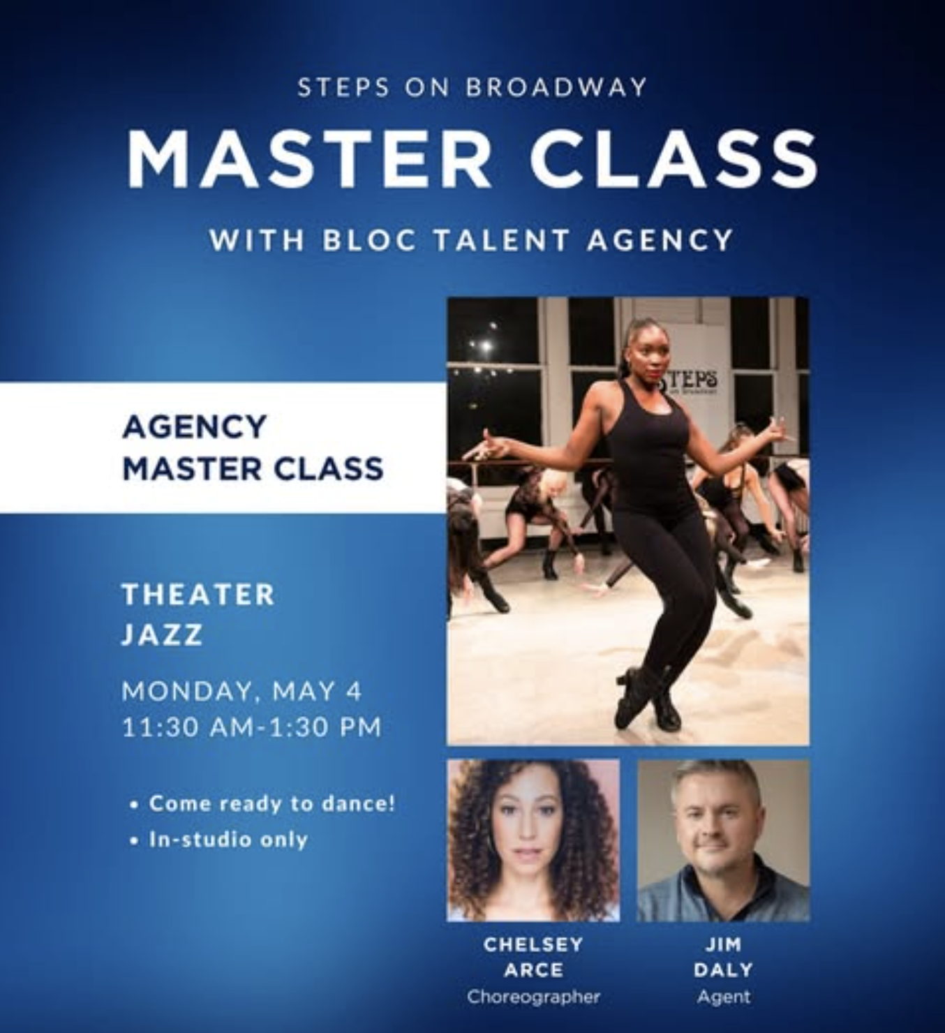 
Between jobs, Chelsey enjoys teaching the next generation of theatre artists through partnerships with Steps on Broadway, Joffrey Ballet School, and more. 