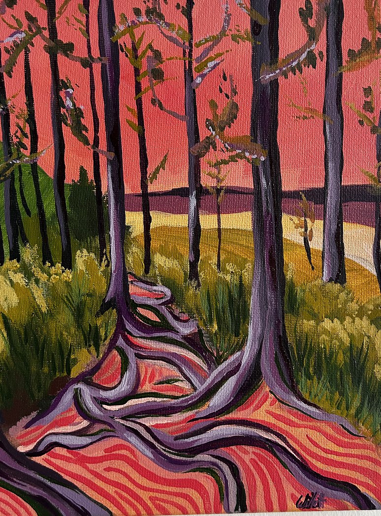 The Woods, Acrylic on Canvas, 8"x10"