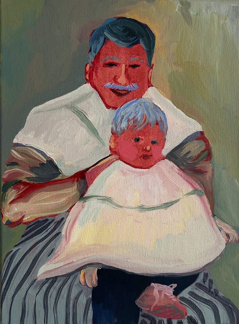 First Haircut, Acrylic on Canvas, 9"x12"