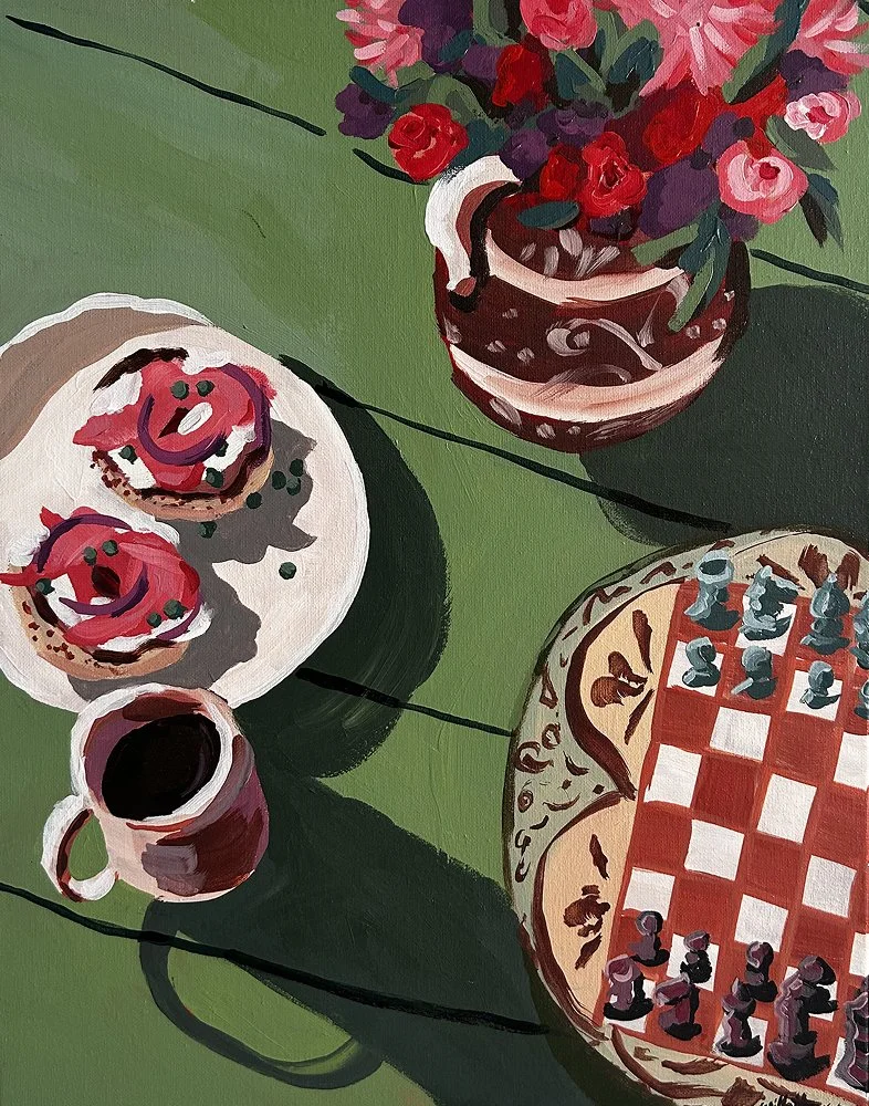 Breakfast Game, Acrylic on Canvas, 16"x20"