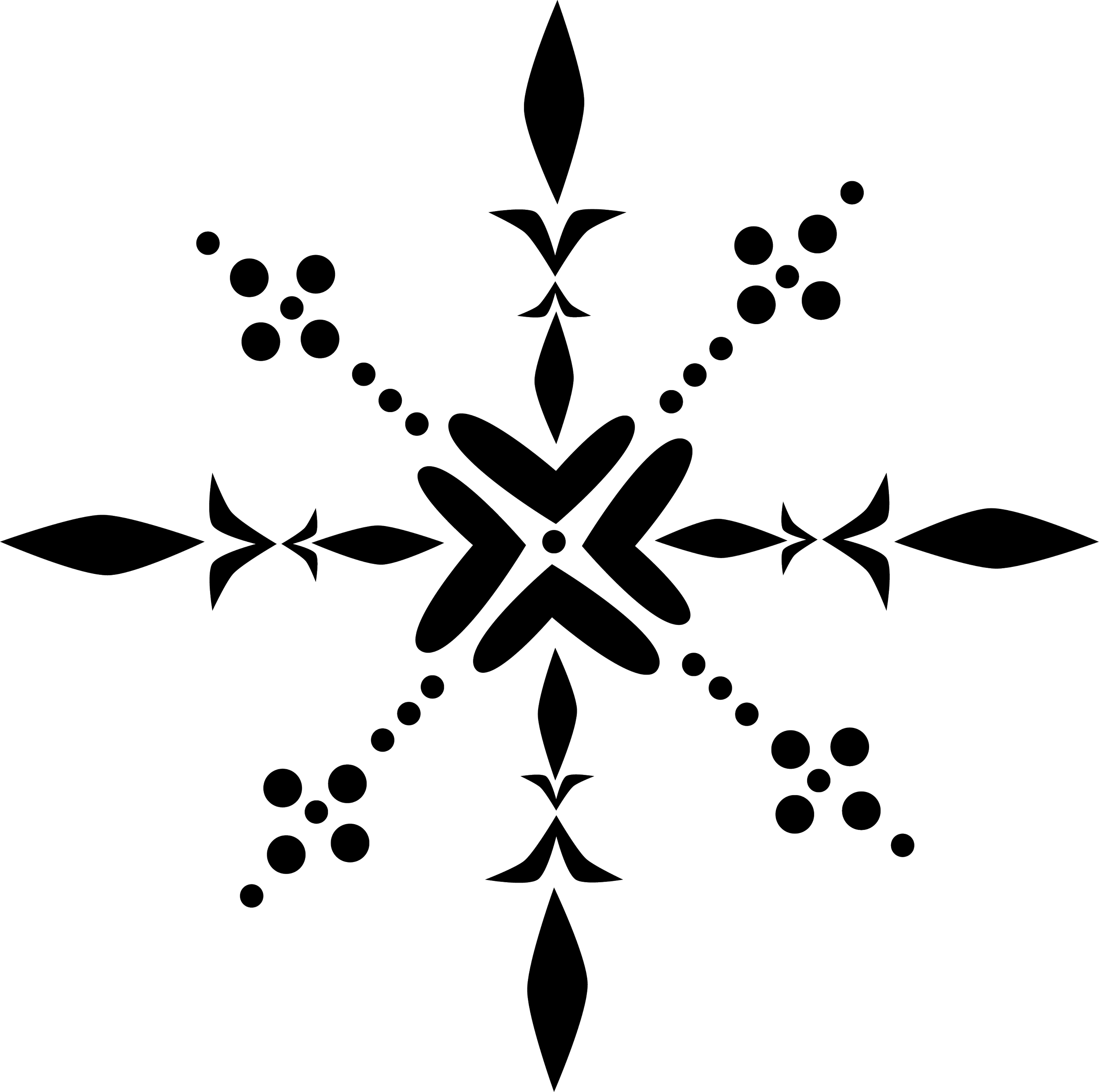 Outline of a decorative Christmas ornament with floral and circular patterns on a black background.