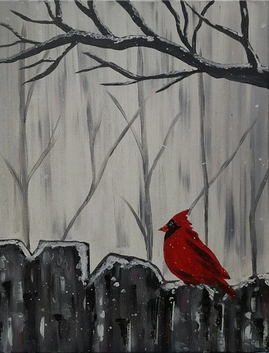 Red Bird in Snow