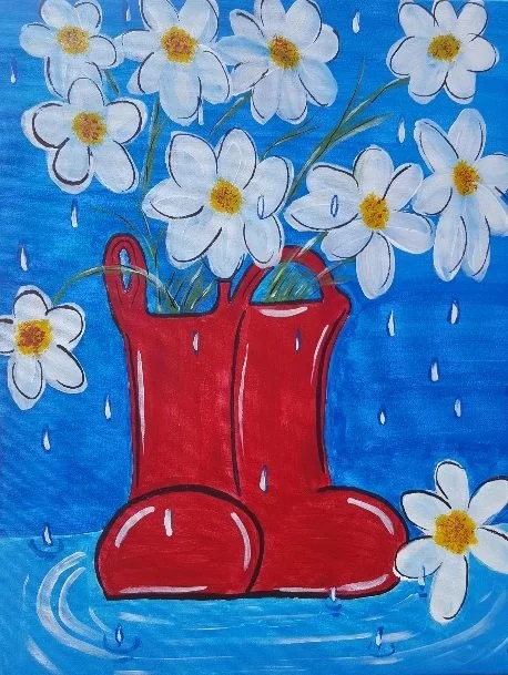 Rain Botts with Flowers